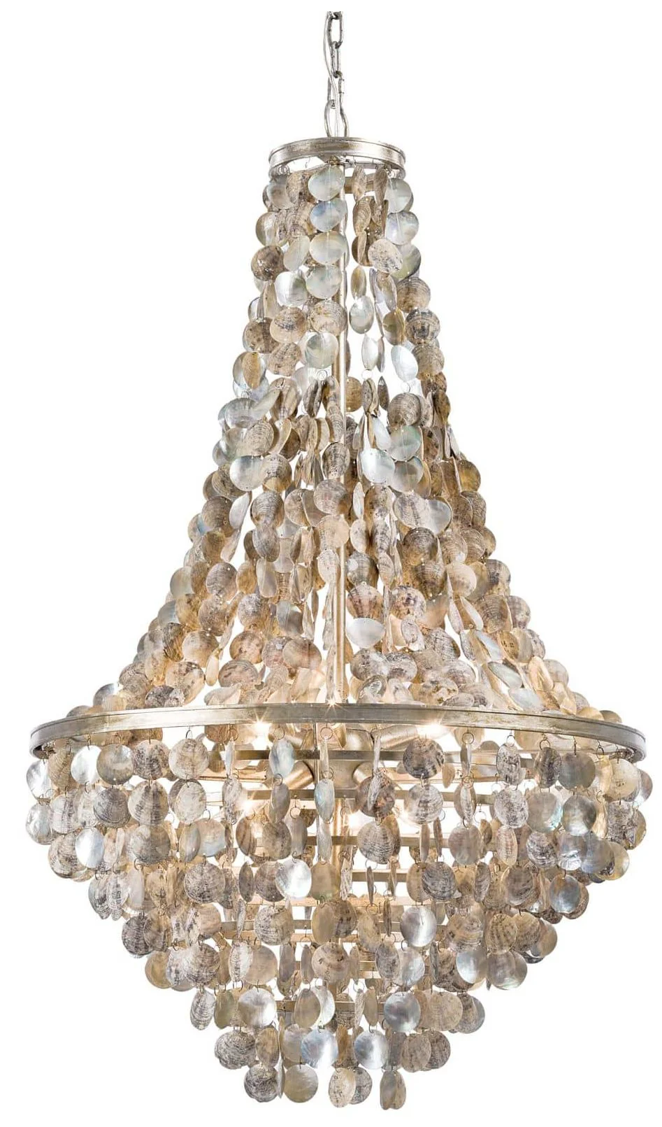 Capri 25 1/2"W Silver Gold Abalone Shell 6-Light Chandelier - Image 1