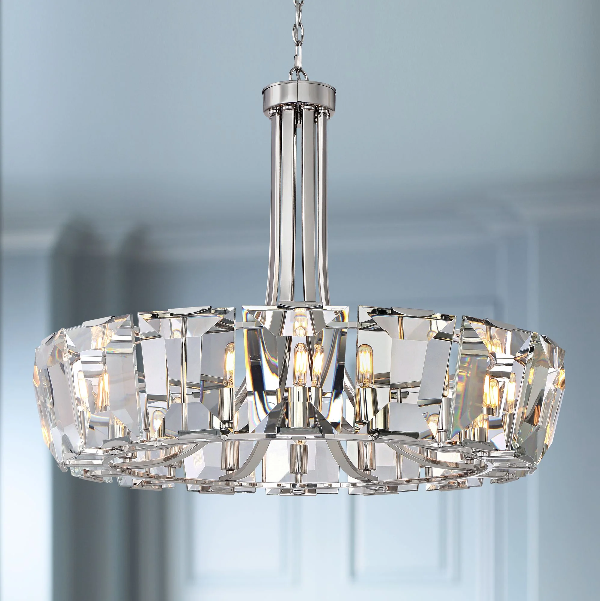 Castle Aurora 33 1/4" Wide Polished Nickel Modern Crystal Chandelier - Image 1