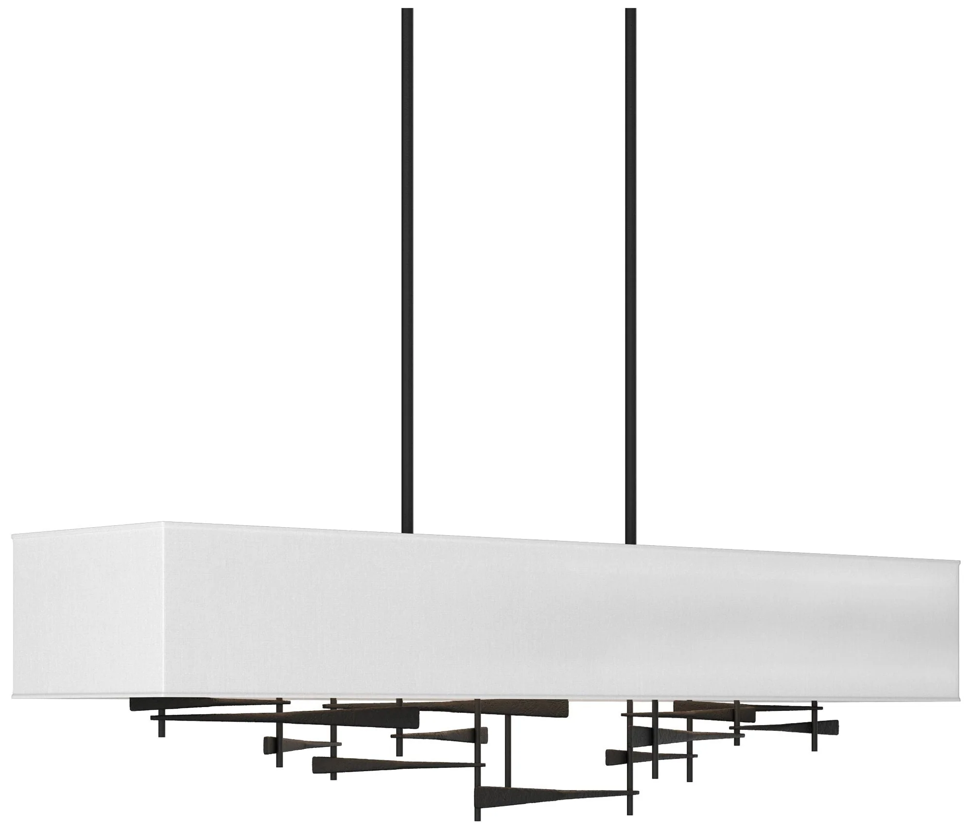 Cavaletti 42" Wide Black Long Pendant With Natural Anna Shade - Image 1