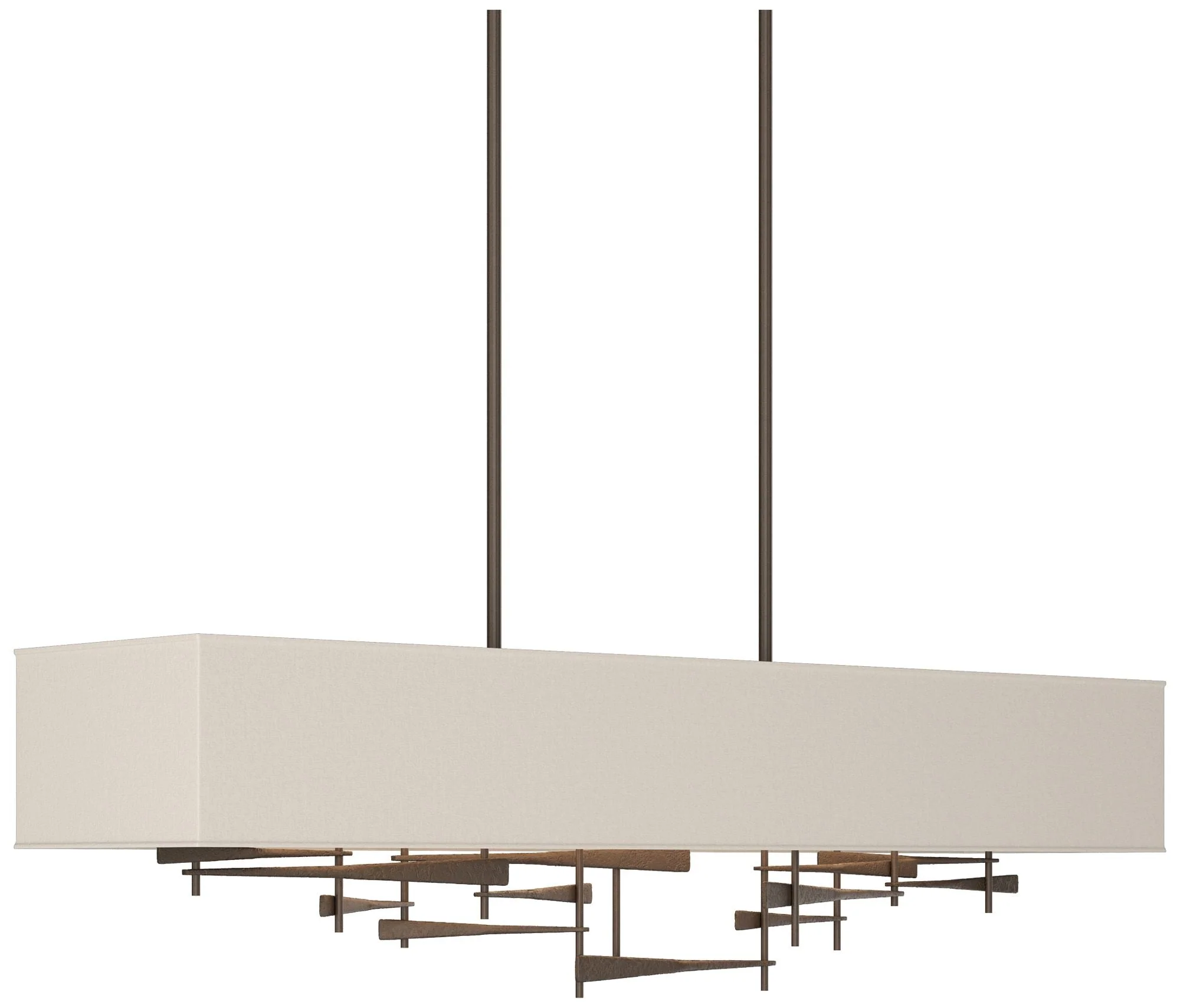 Cavaletti 42" Wide Bronze Long Pendant With Flax Shade - Image 1