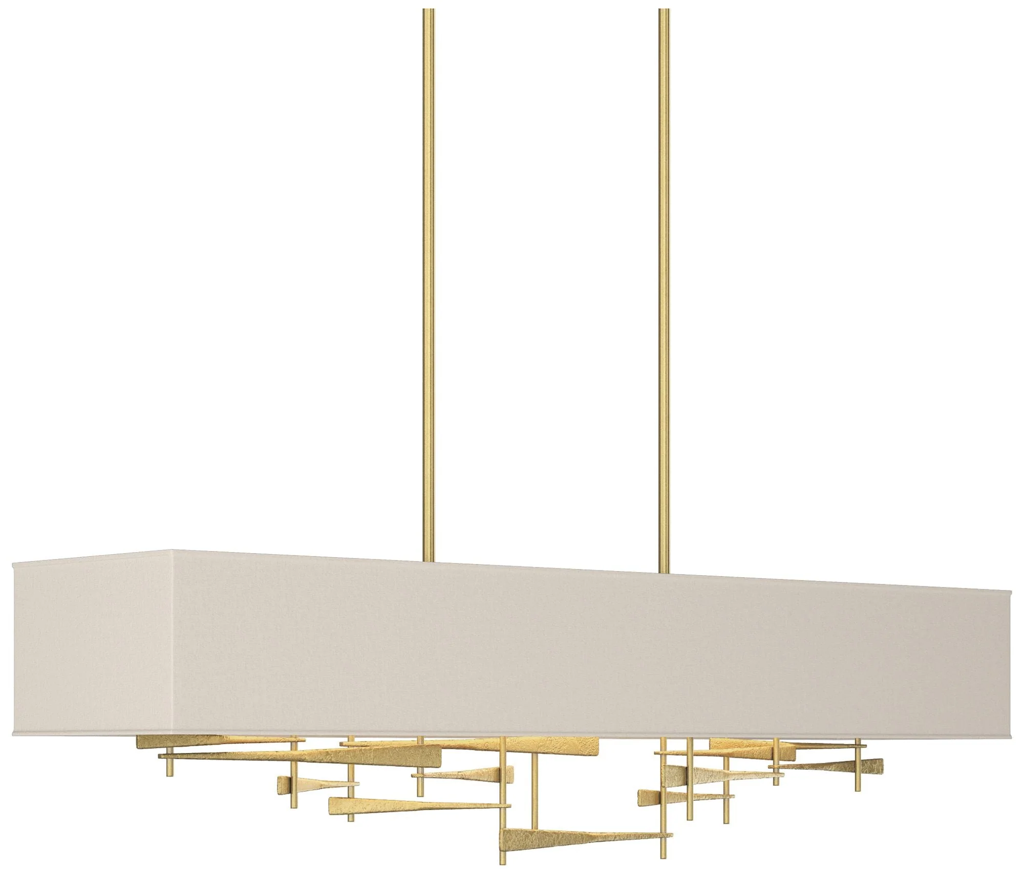 Cavaletti 42" Wide Modern Brass Short Height Pendant With Flax Shade - Image 1