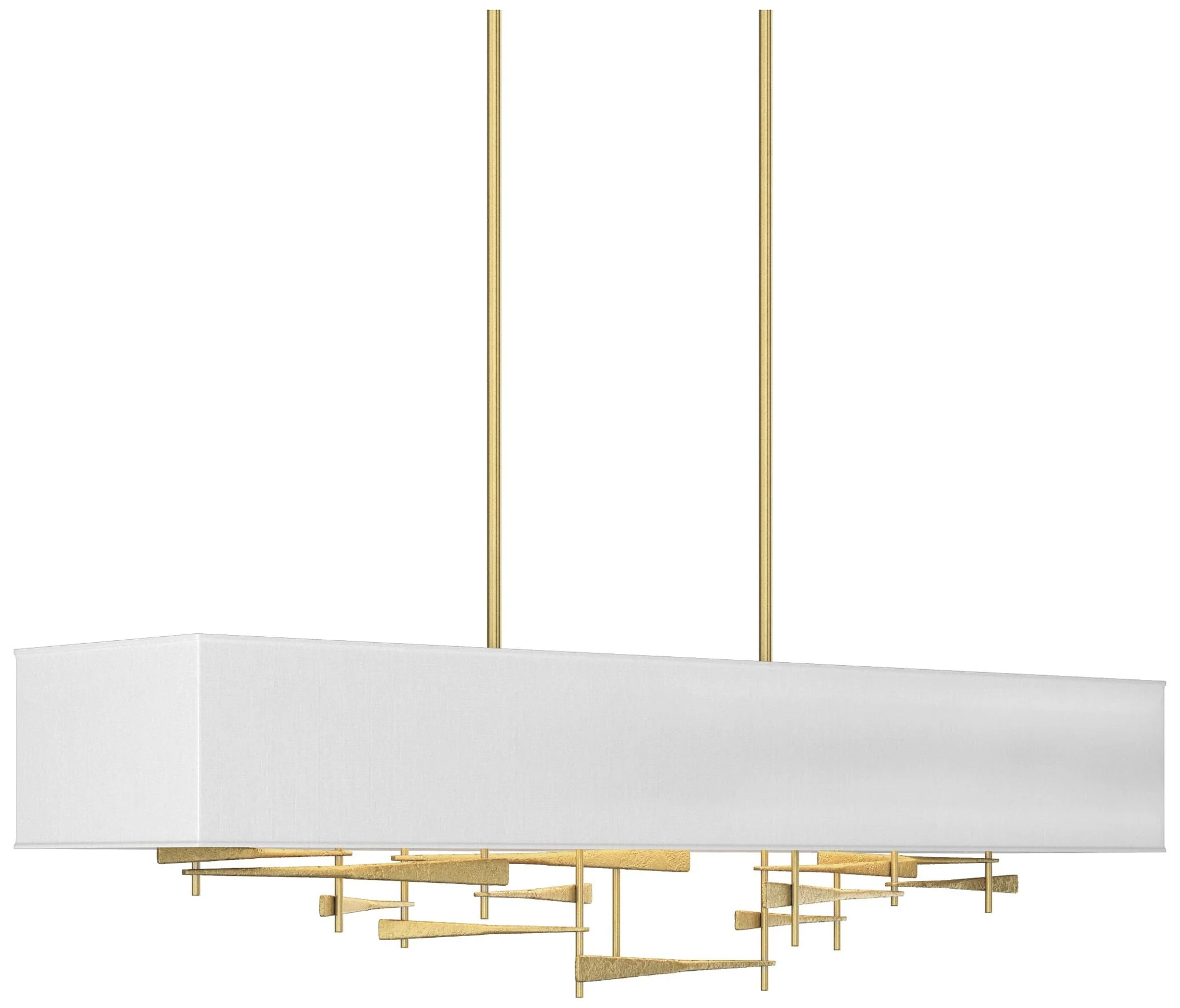 Cavaletti 42"W Modern Brass Long Pendant w/ Natural Anna Shade - Image 1