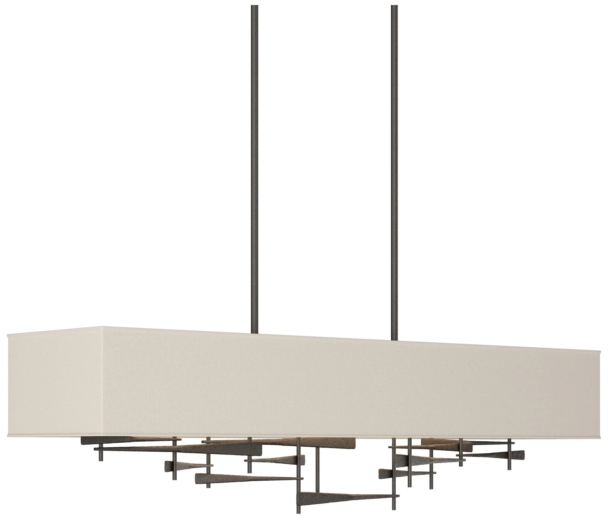 Cavaletti 42"W Oil Rubbed Bronze Long Pendant With Flax Shade - Image 1