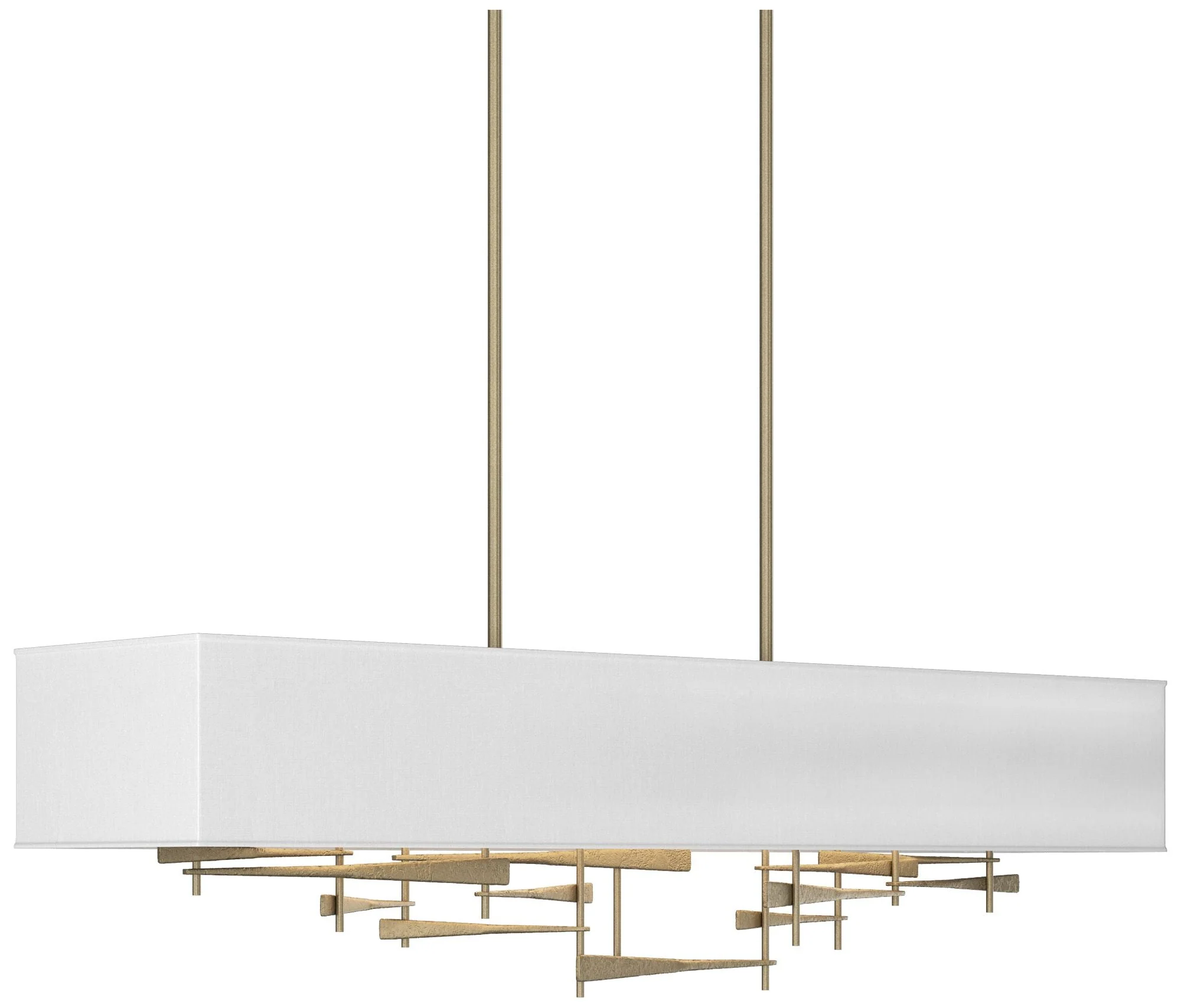 Cavaletti 42"W Soft Gold Long Pendant With Natural Anna Shade - Image 1