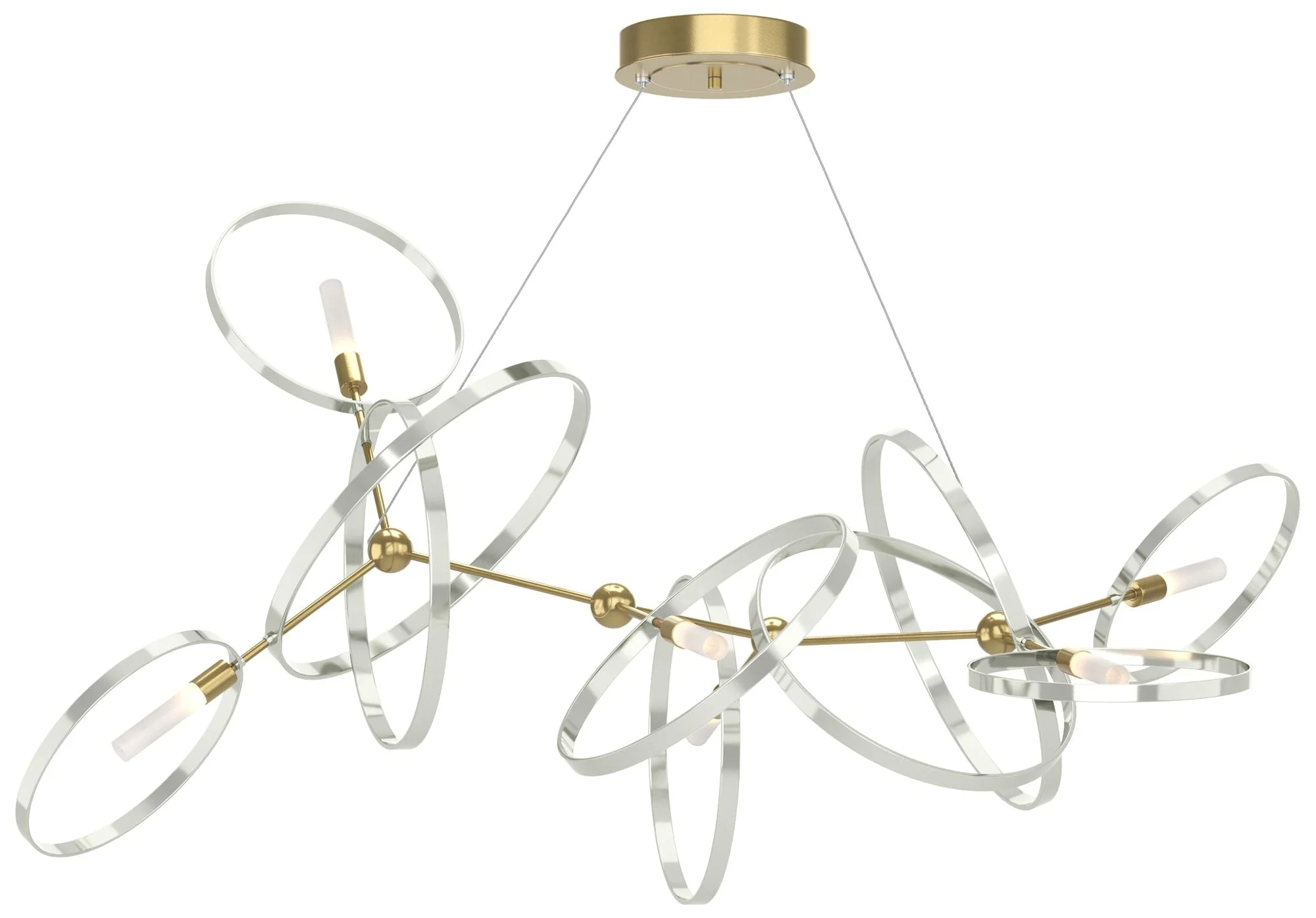 Celesse 32"W Sterling Accented Modern Brass Standard Pendant - Image 1