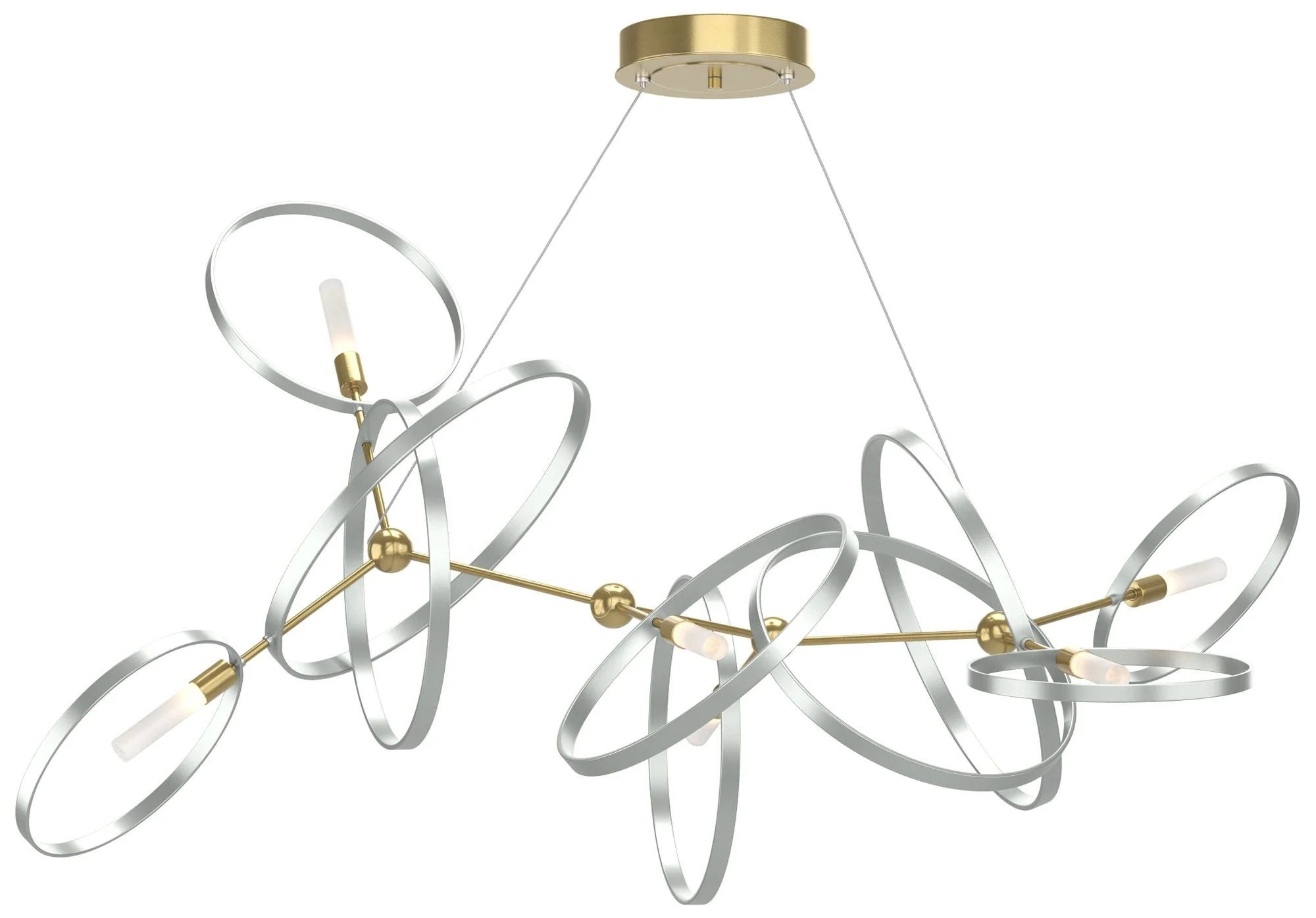 Celesse 32"W Vintage Platinum Accented Modern Brass Standard Pendant - Image 1