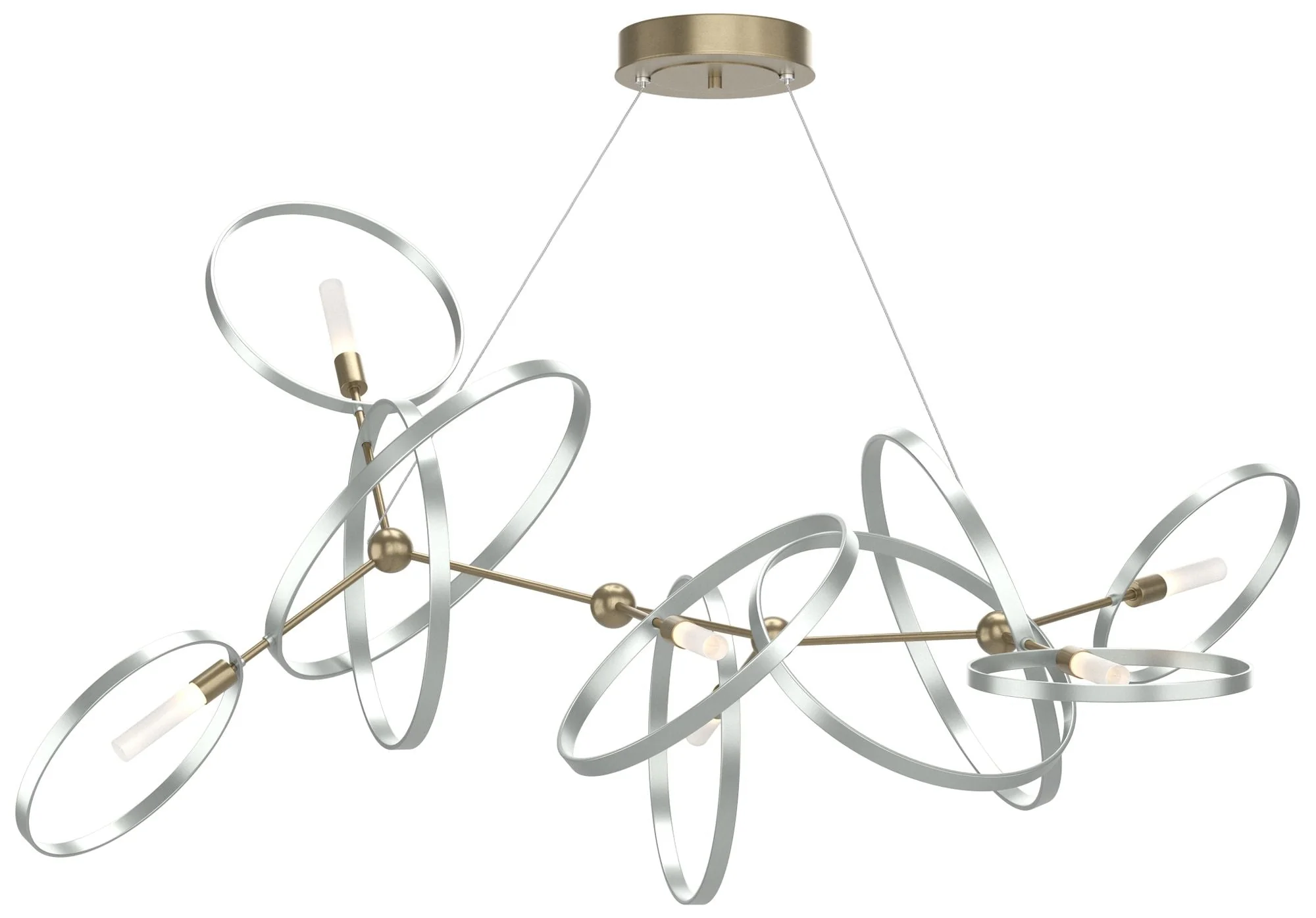 Celesse 32"W Vintage Platinum Accented Soft Gold Standard Pendant - Image 1