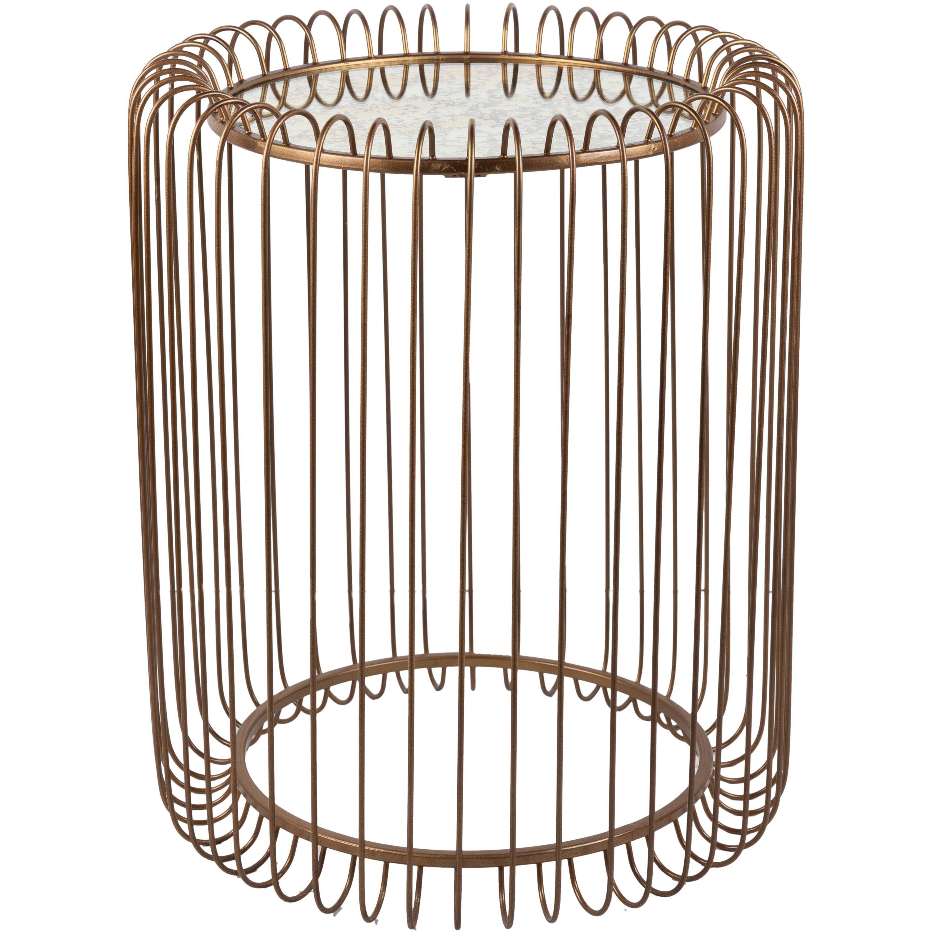 Surya Camelot Modern Mirror Top With Metallic Gold Base Round Accent Side Table CEM-001 - Image 2