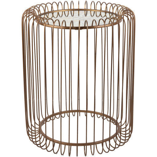 Surya Camelot Modern Mirror Top With Metallic Gold Base Round Accent Side Table CEM-001 - Image 3