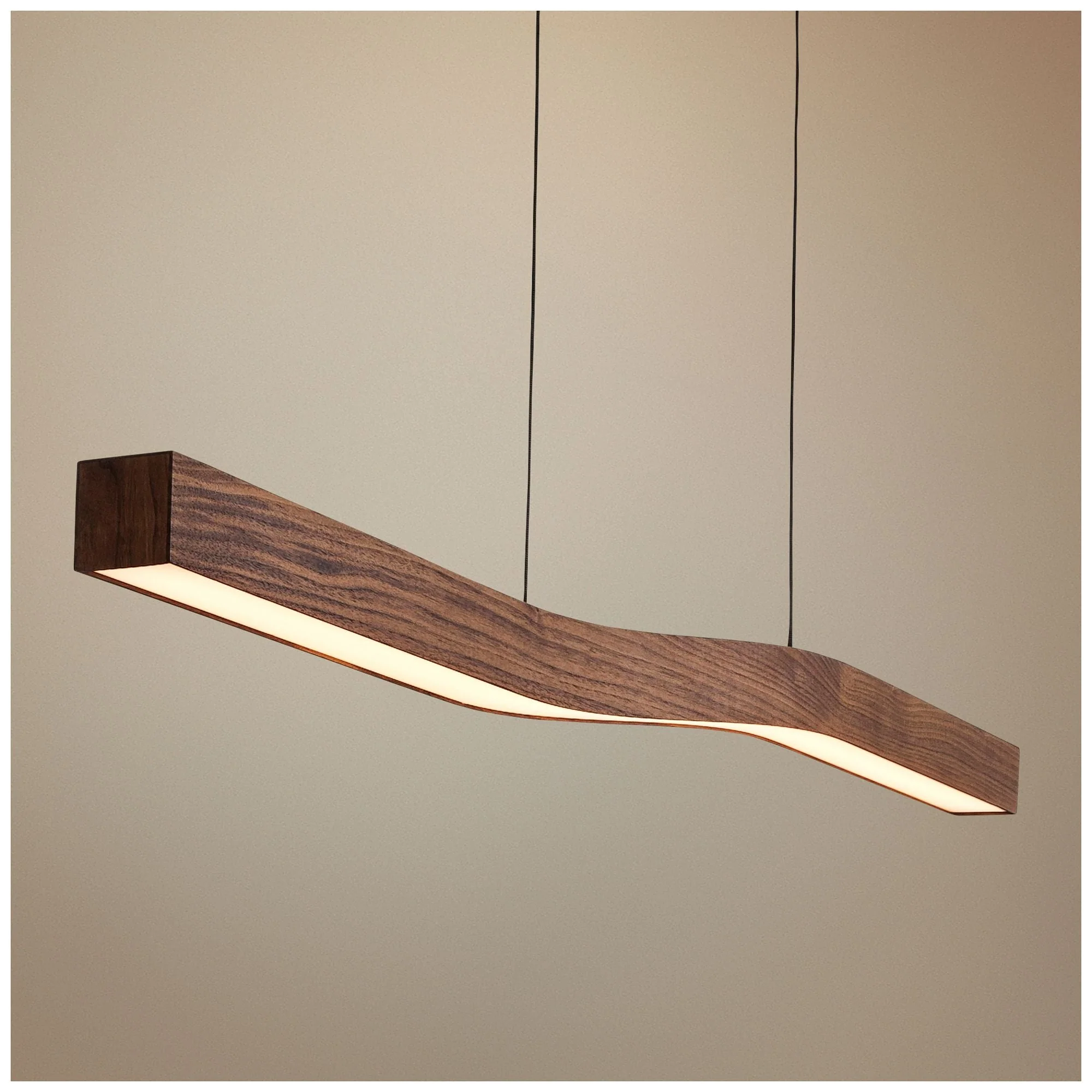 Cerno Camur 56" Wide Oiled Walnut LED Linear Kitchen Island Pendant - Image 1