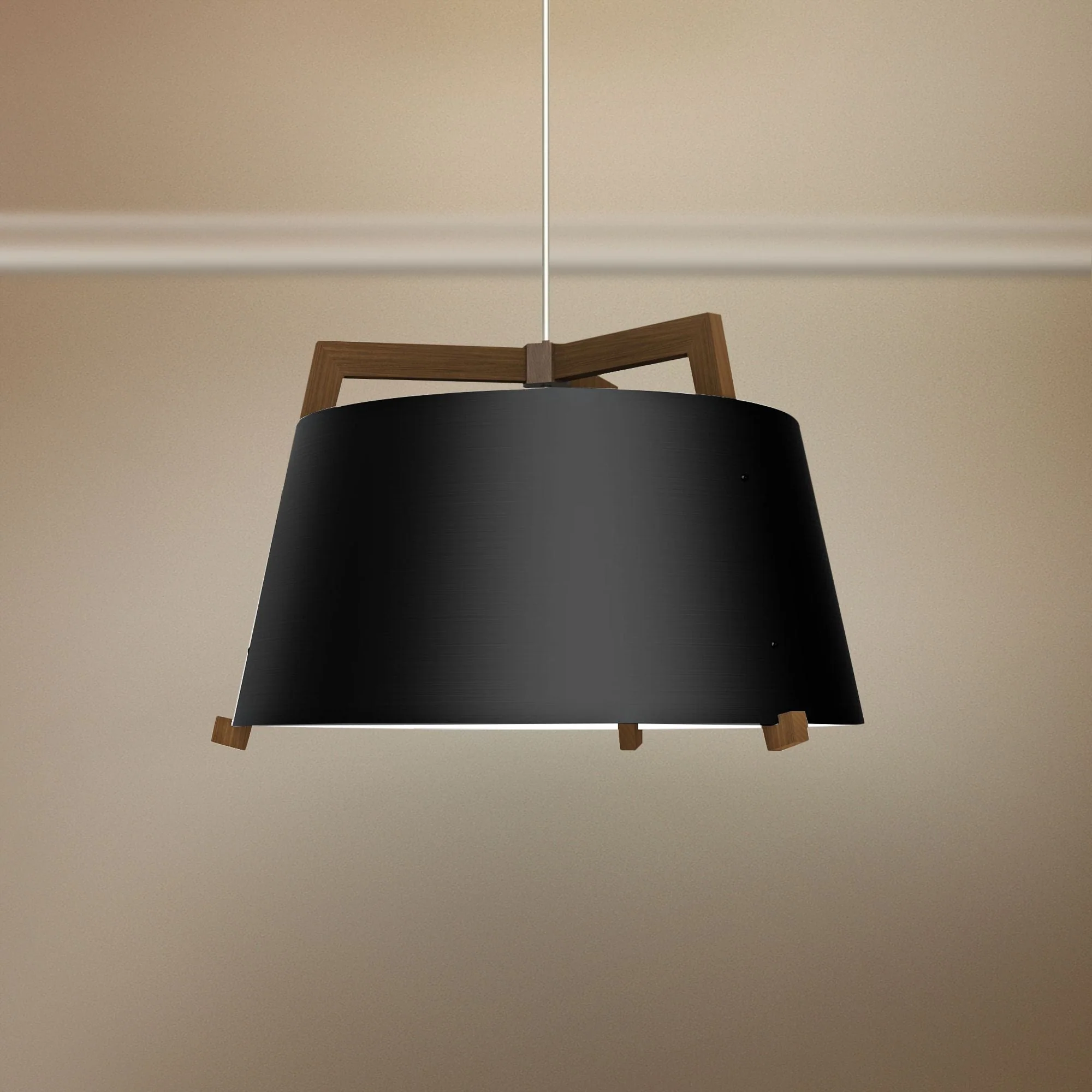 Cerno Ignis 24"W Walnut with Matte Black LED Pendant Light - Image 1