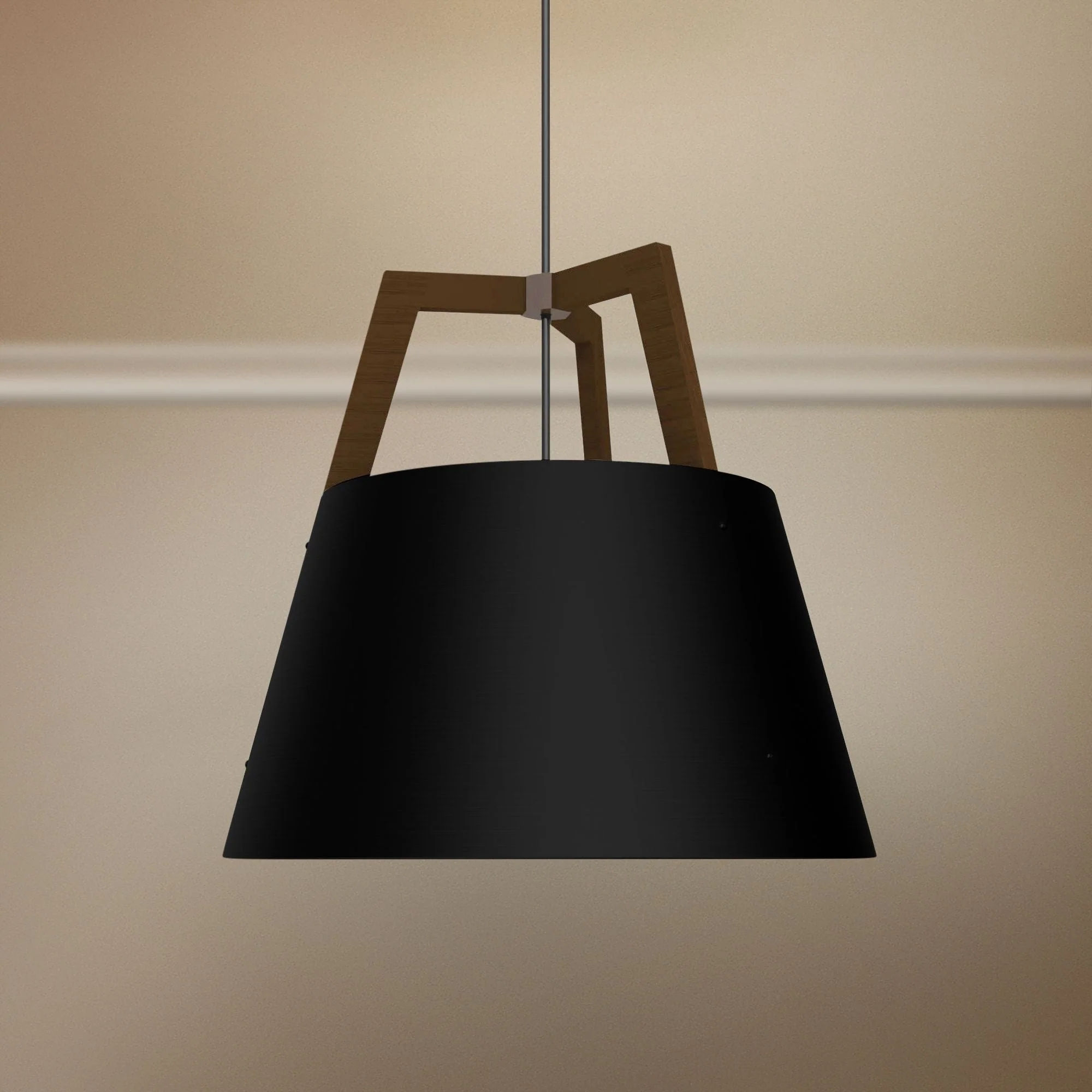 Cerno Imber 24"W Walnut with Matte Black LED Pendant Light - Image 1