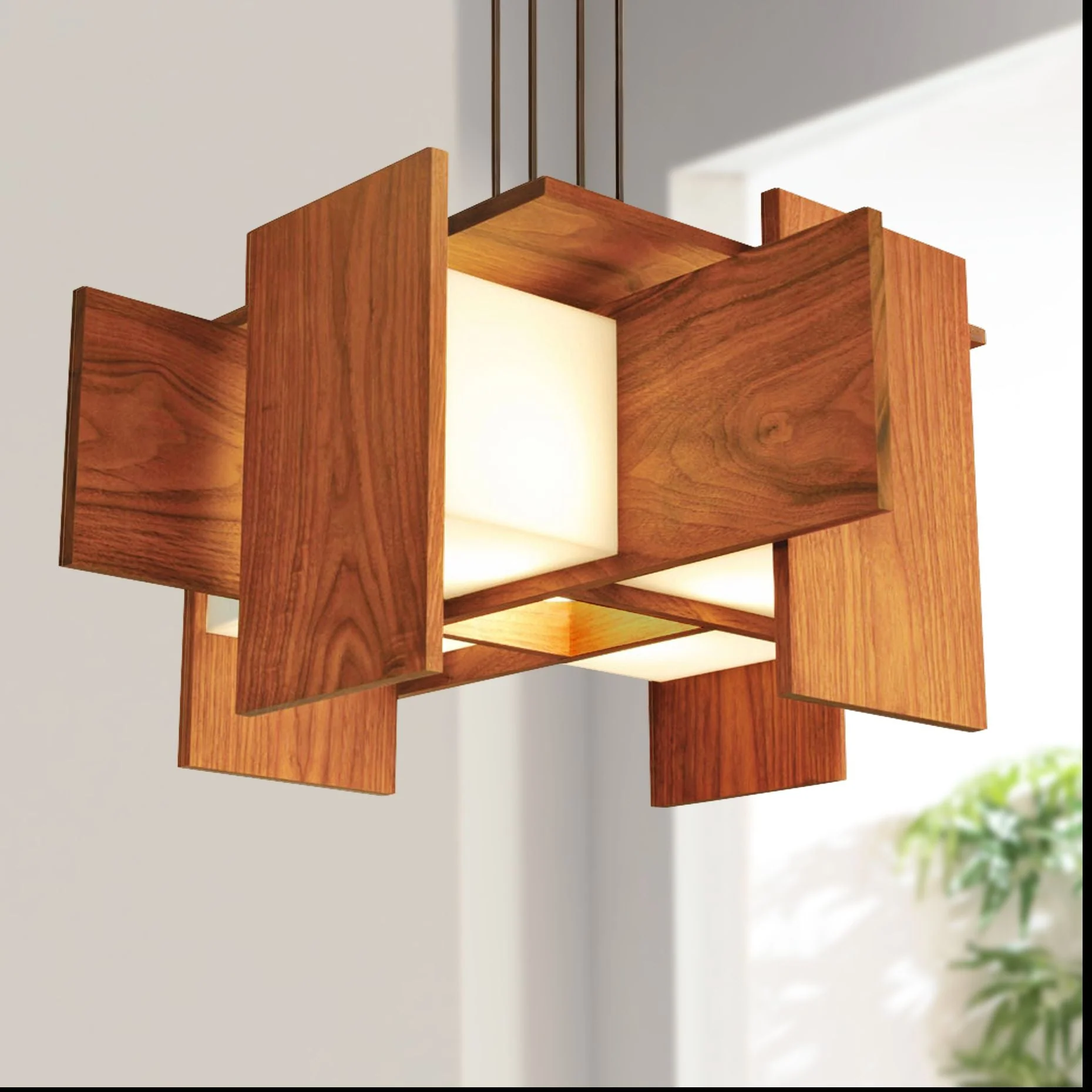 Cerno Muto 32" Wide Oiled Walnut LED Pendant Light - Image 1