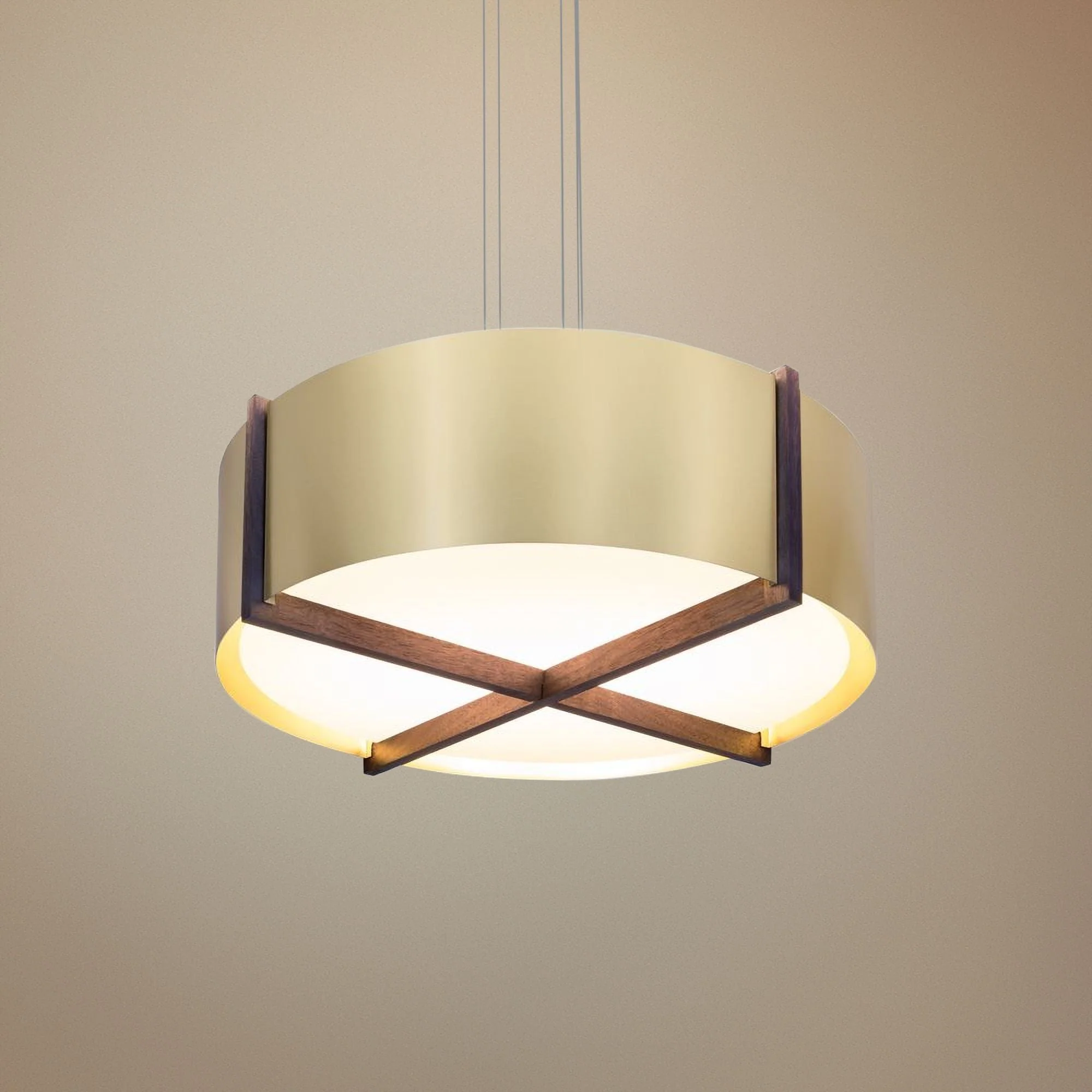 Cerno Plura 36" Wide Brushed Brass LED Pendant Light - Image 1