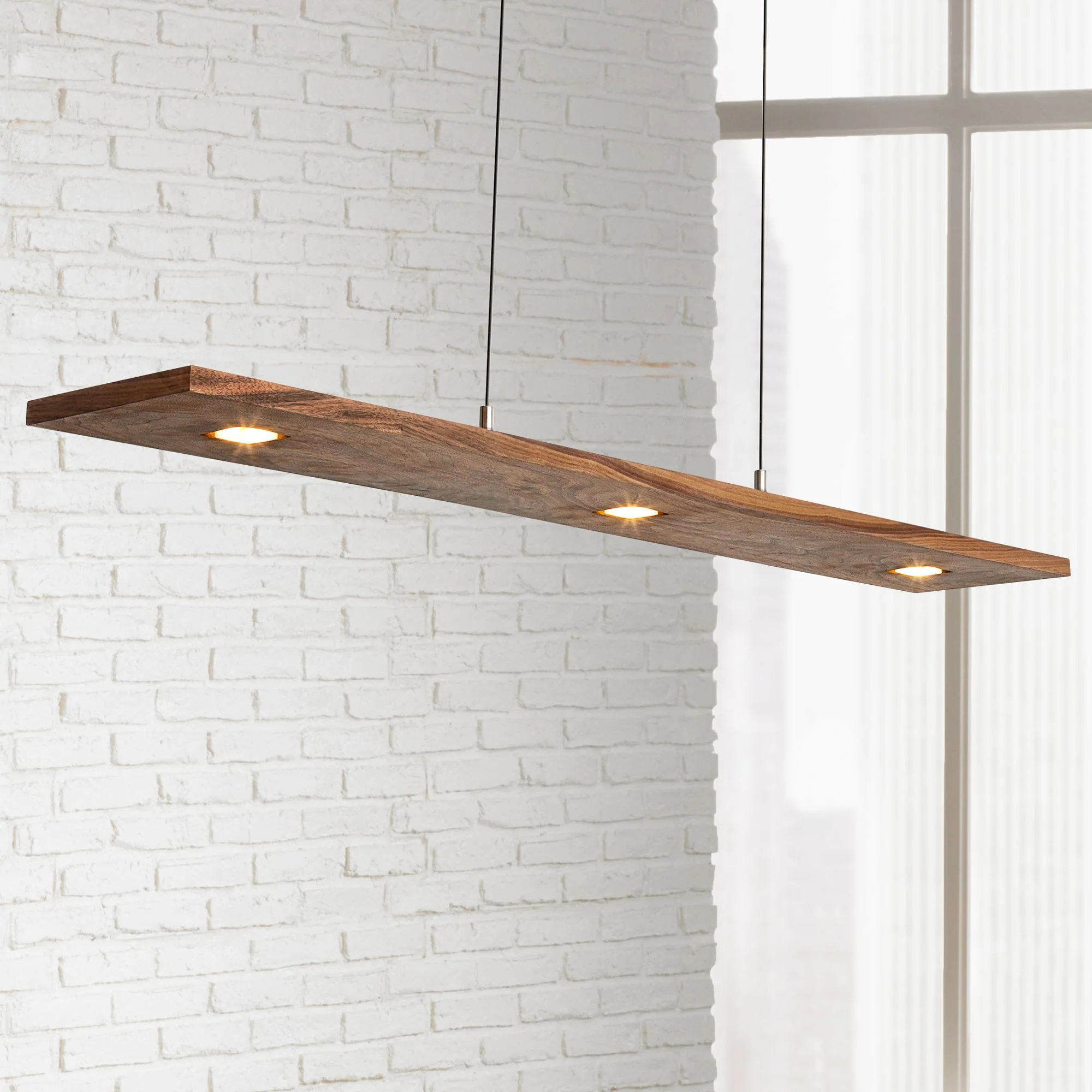 Cerno Vix 48" Wide Oiled Walnut LED Kitchen Island Light Pendant - Image 1