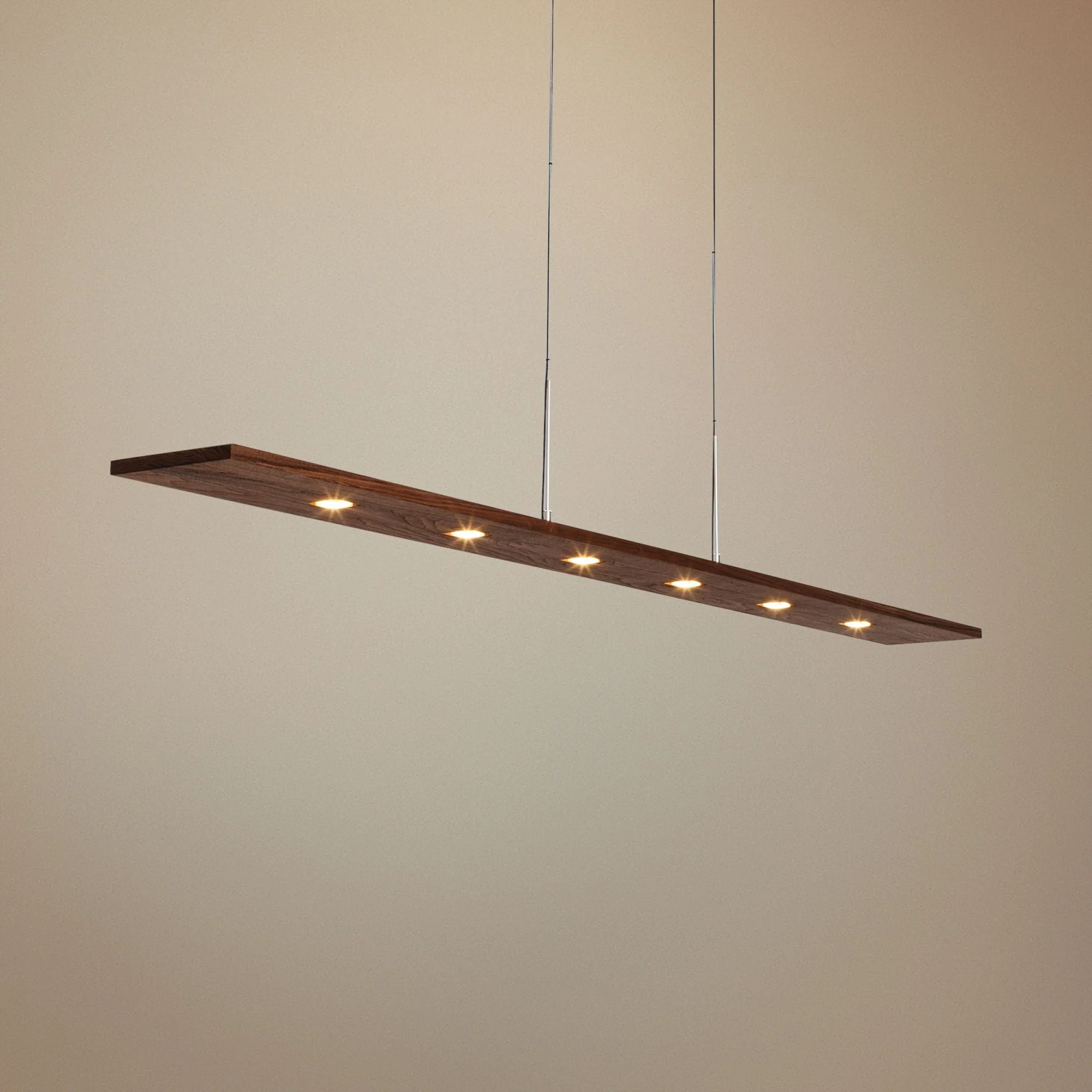 Cerno Vix 82 82" Wide Walnut Wood Kitchen Island Light Pendant - Image 1