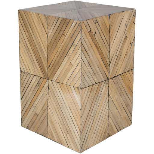 Surya Cane Garden Modern Natural Wood Accent Side Table CGN-003