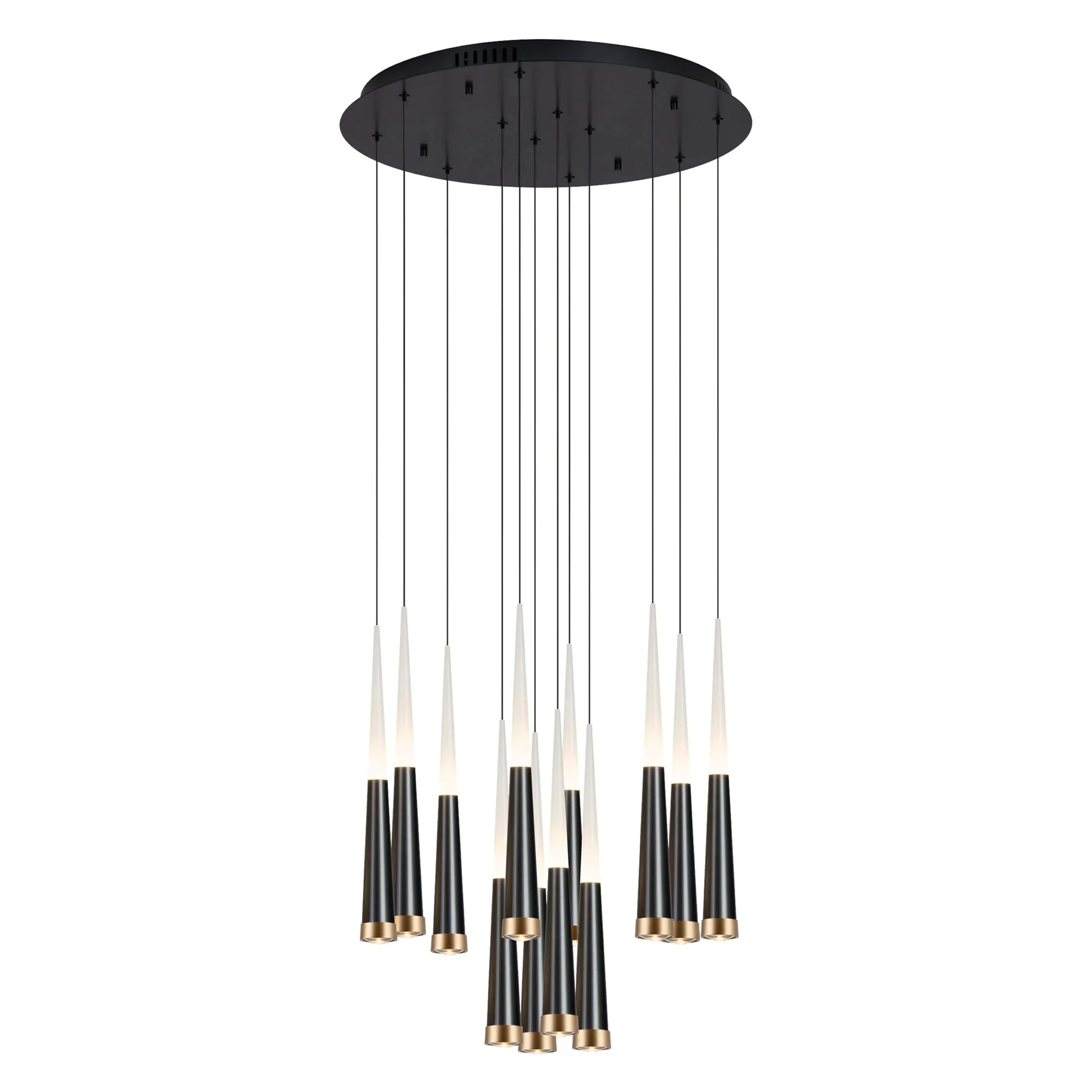 Comet 23.6" Satin Dark Gray/Brushed Champagne Chandelier - Image 1