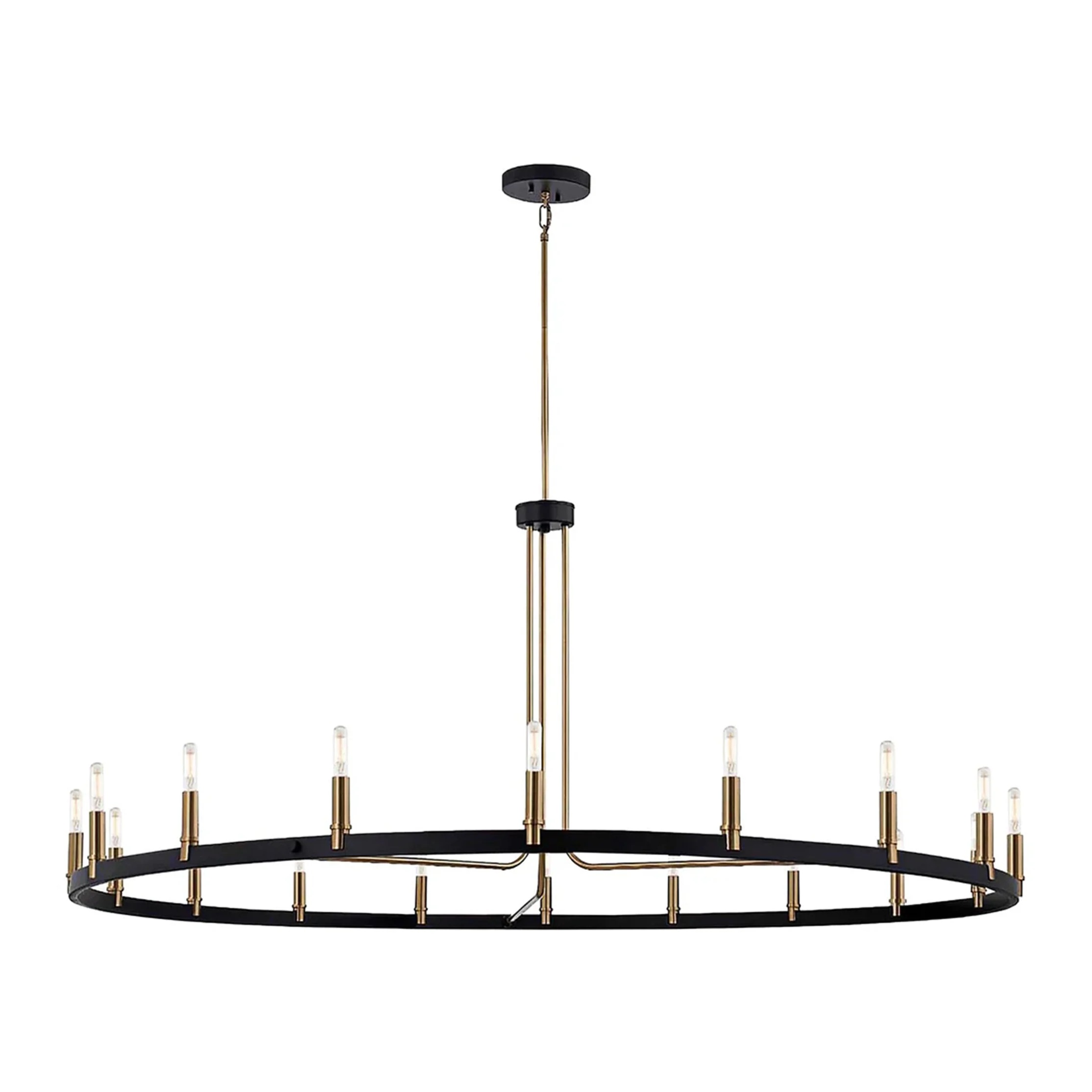 Clayton 60" Wide Brass Black 18-Light Ring-Round Chandelier - Image 1