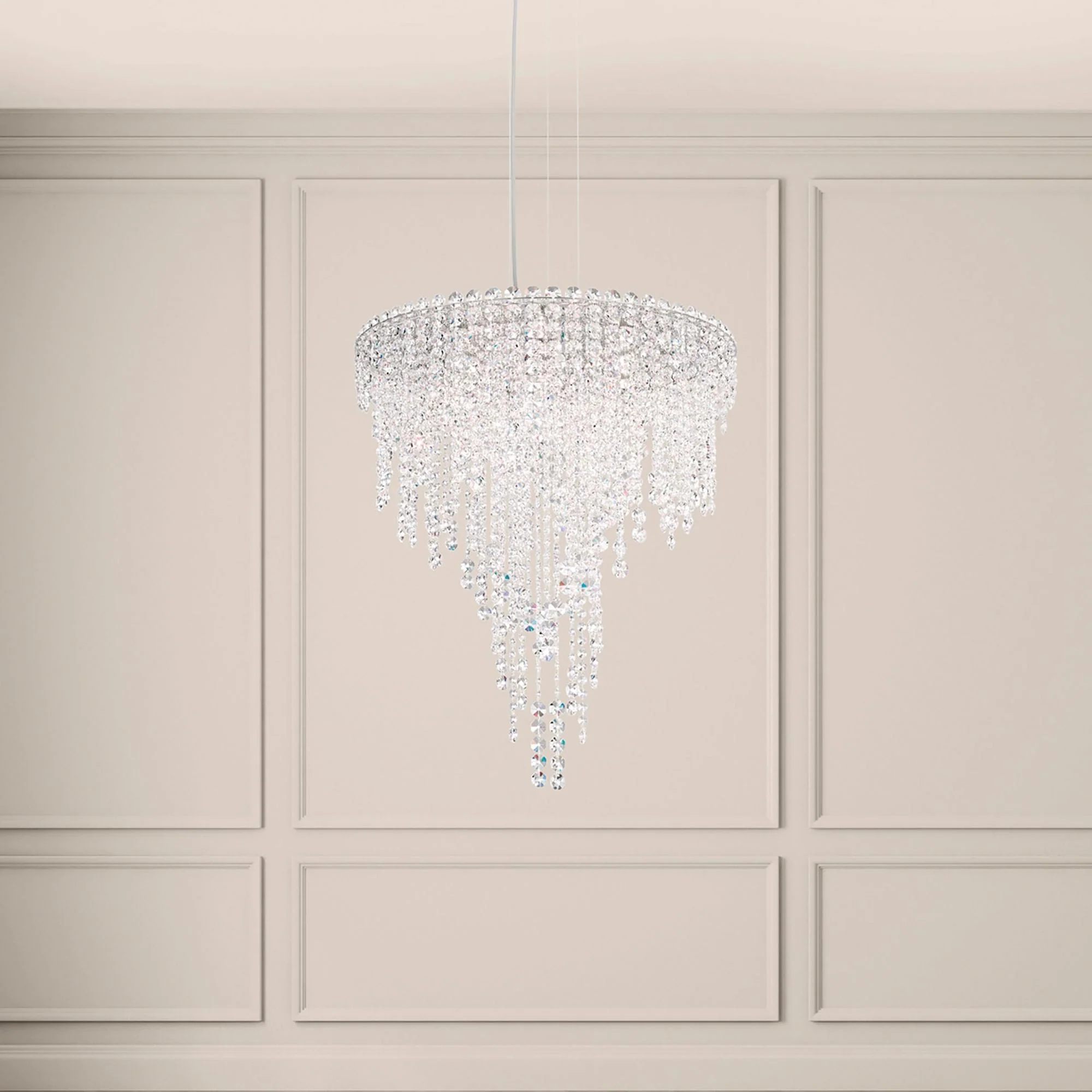 Chantant 24" Wide Polished Steel w/ Optic Crystal Chandelier - Image 1