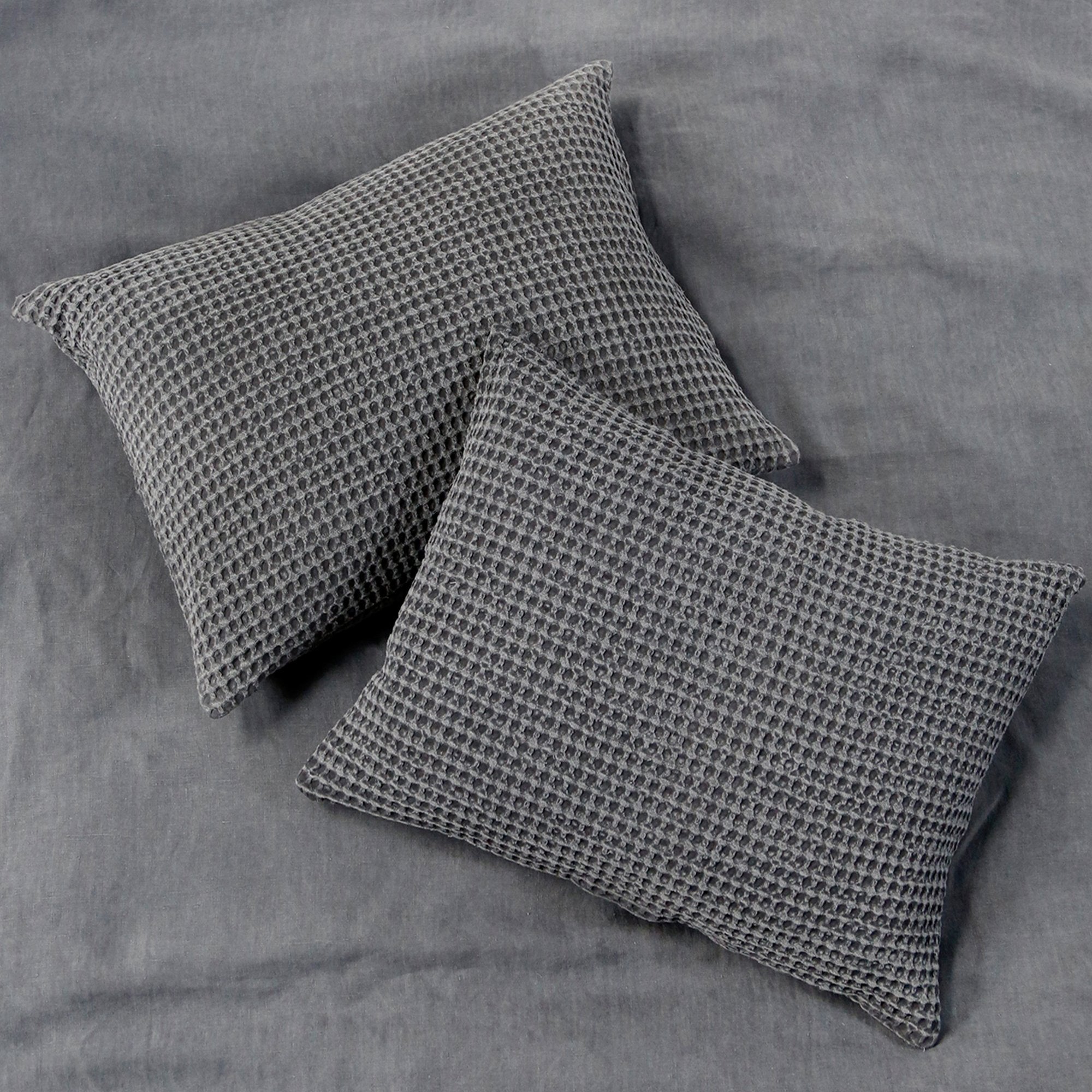 Pom Pom at Home Zuma Charcoal Waffle Weave Blanket and Pillow Shams ~ Available in Twin, Queen and King Sizes - Image 3