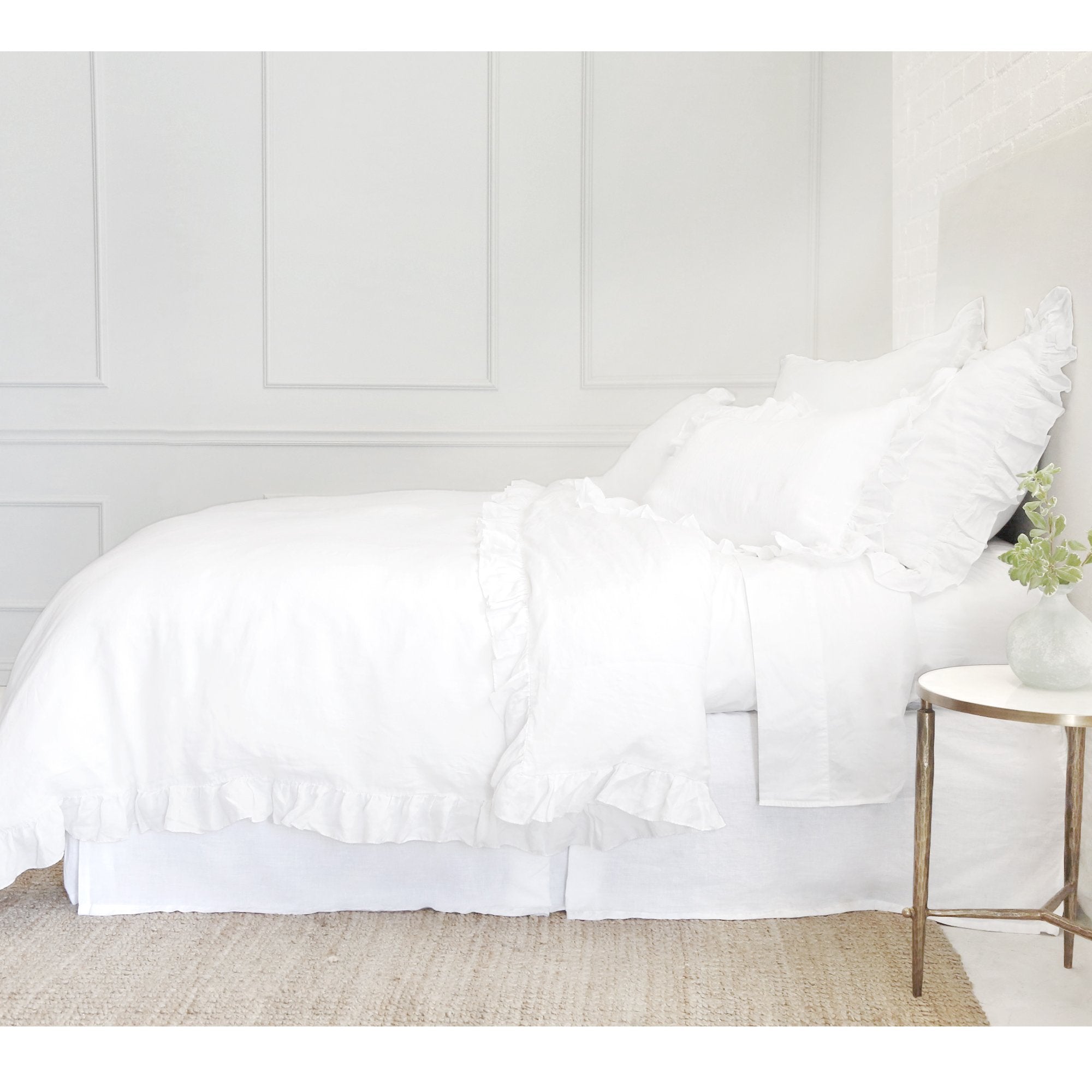 Pom Pom at Home Charlie White Linen Ruffled Duvet Cover and Pillow Shams ~ Available in Twin, Queen and King Sizes - Image 3