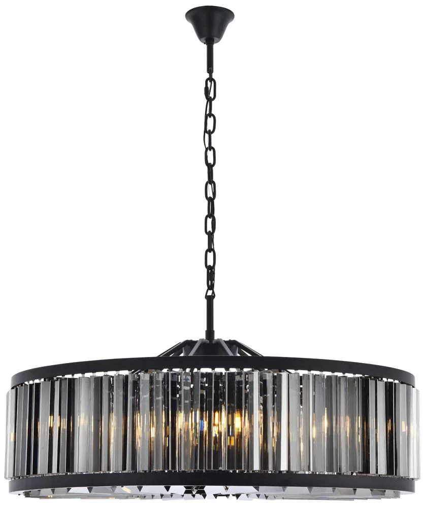 Chelsea 10 Light Matte Black Chandelier Silver Shade (Grey) - Image 1