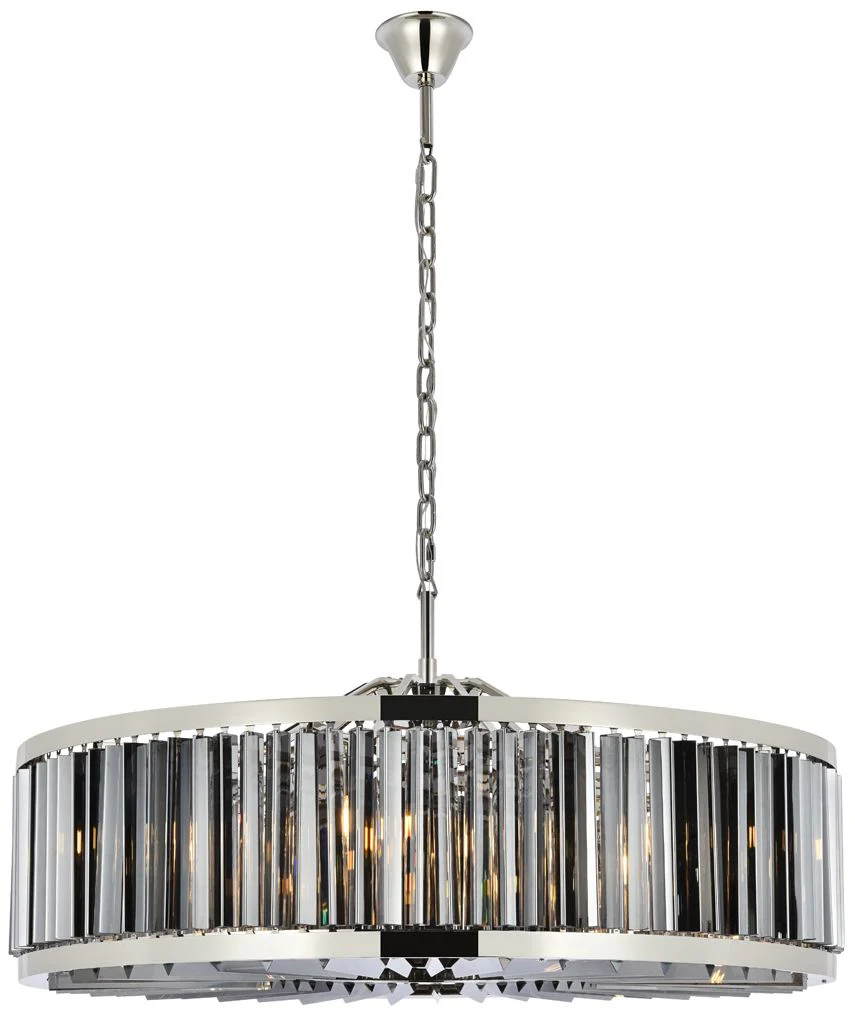 Chelsea 10Lt Polished Nickel Chandelier Silver Shade (Grey) - Image 1