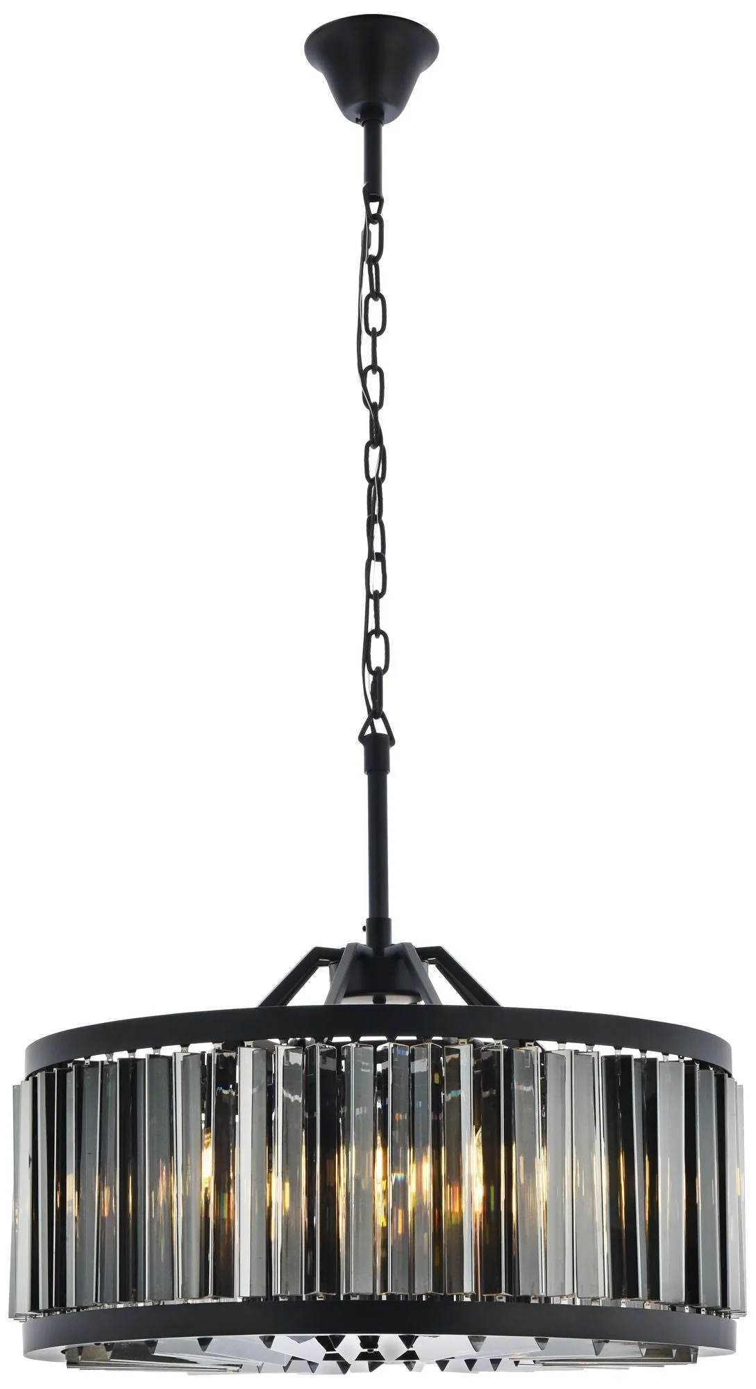 Chelsea 8 Lt Matte Black Chandelier Silver Shade (Grey) - Image 1