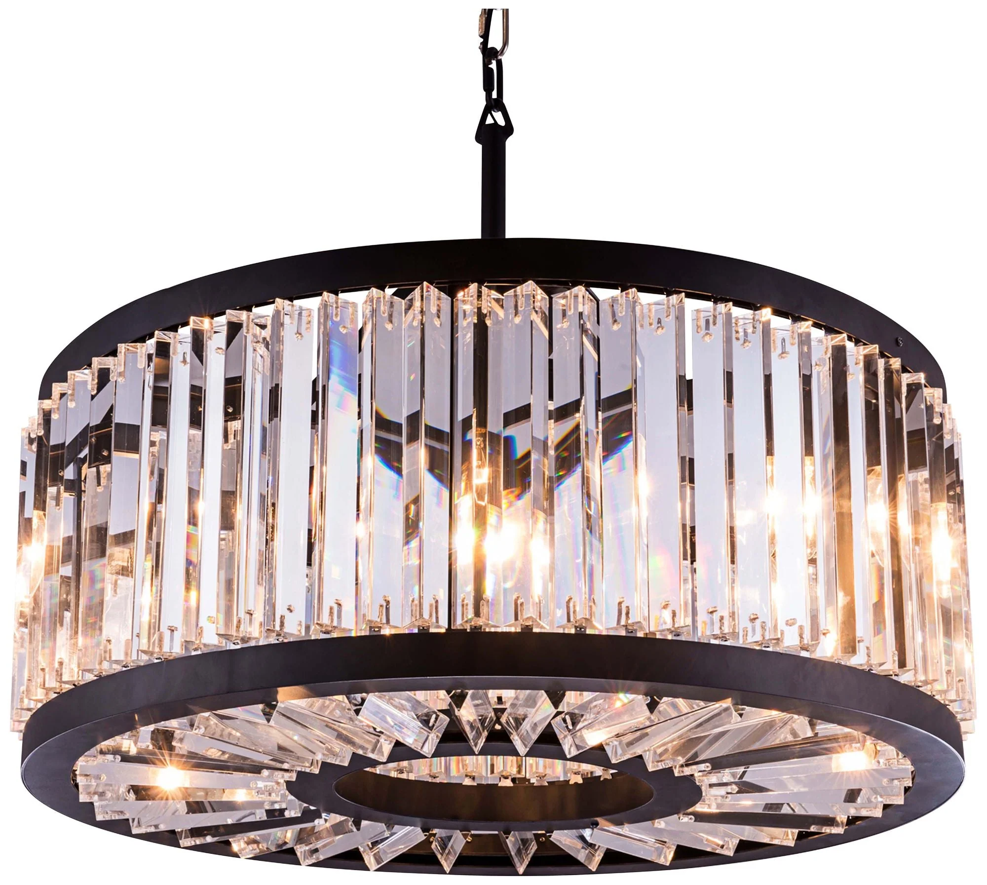 Chelsea Matt Black 28" Wide Crystal Pendant Light - Image 2