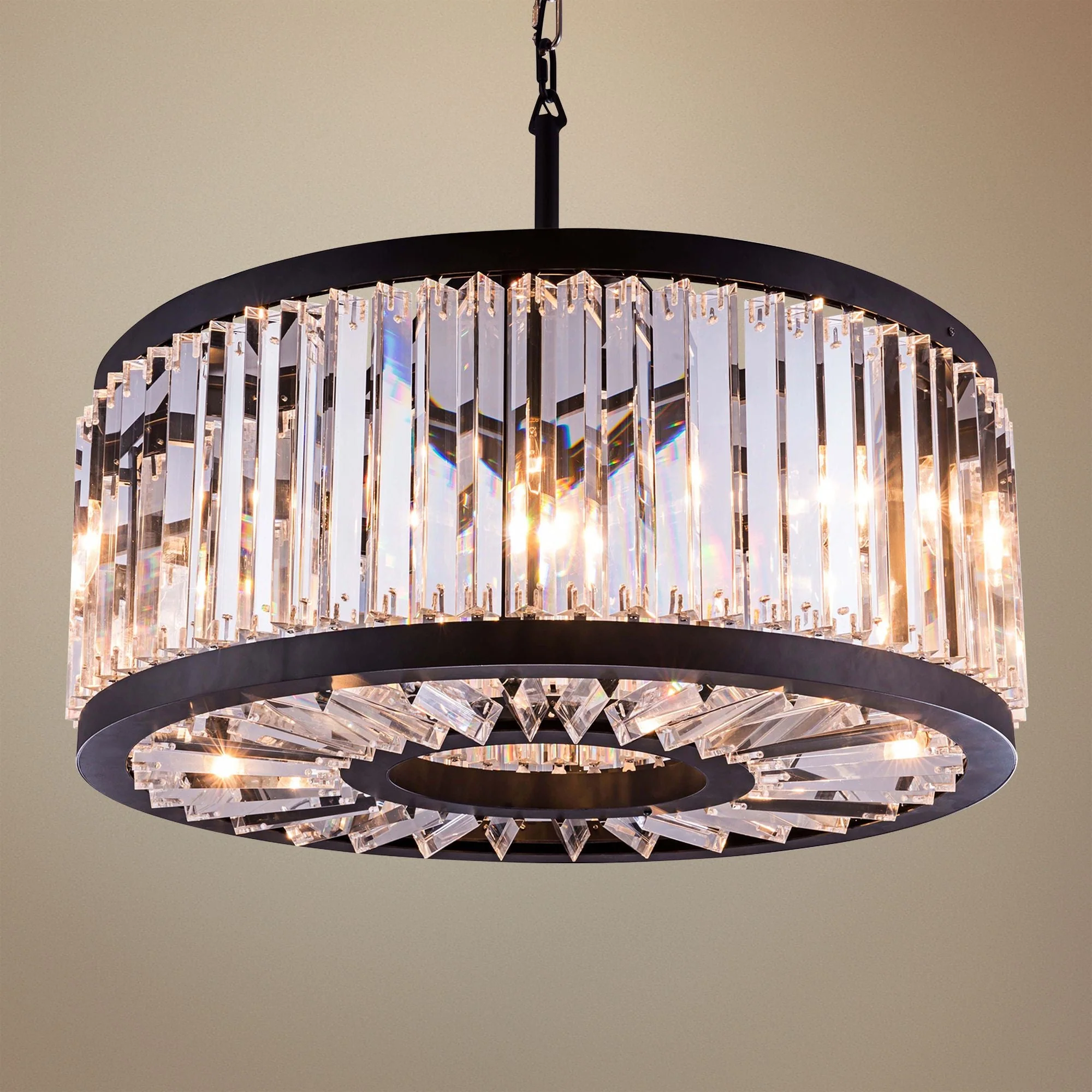 Chelsea Matt Black 28" Wide Crystal Pendant Light - Image 1