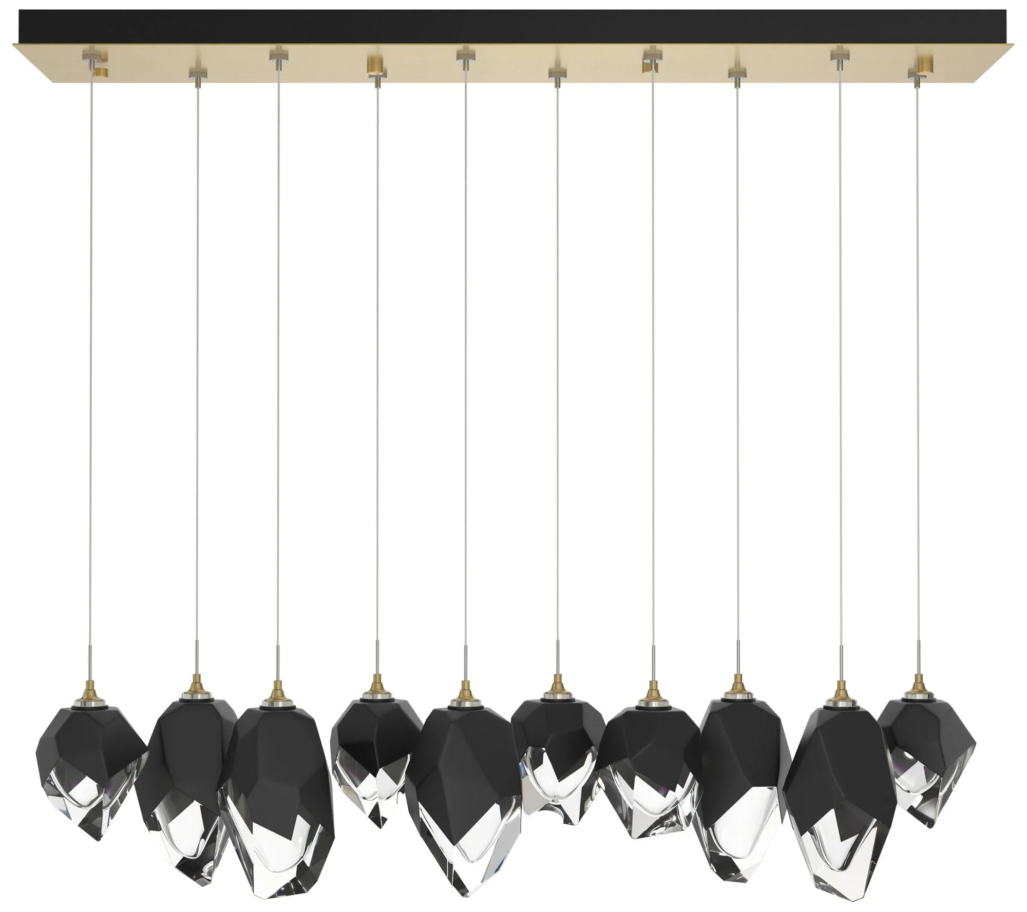 Chrysalis 10.1"W 10-Light Mixed Black Crystal Modern Brass Long Pendan - Image 1
