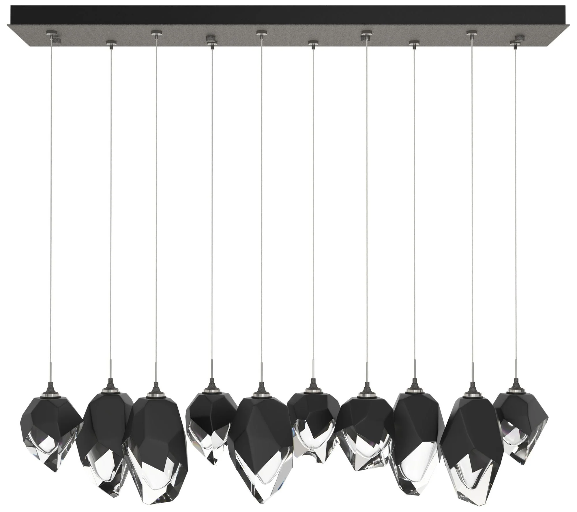 Chrysalis 10.1"W 10-Light Mixed Black Crystal Natural Iron Long Pendan - Image 1