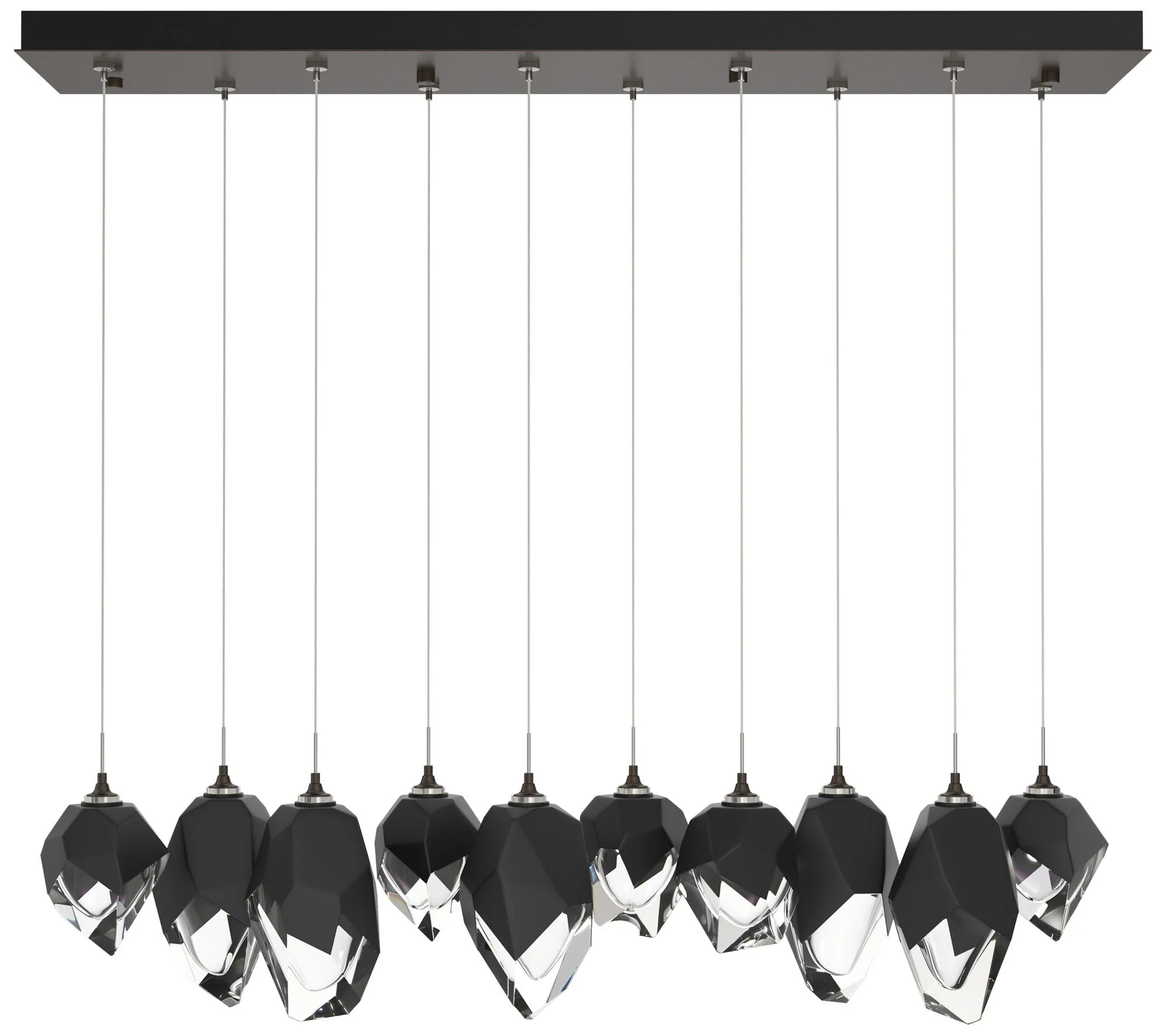 Chrysalis 10.1"W 10-Light Mixed Black Crystal Rubbed Bronze Long Penda - Image 1