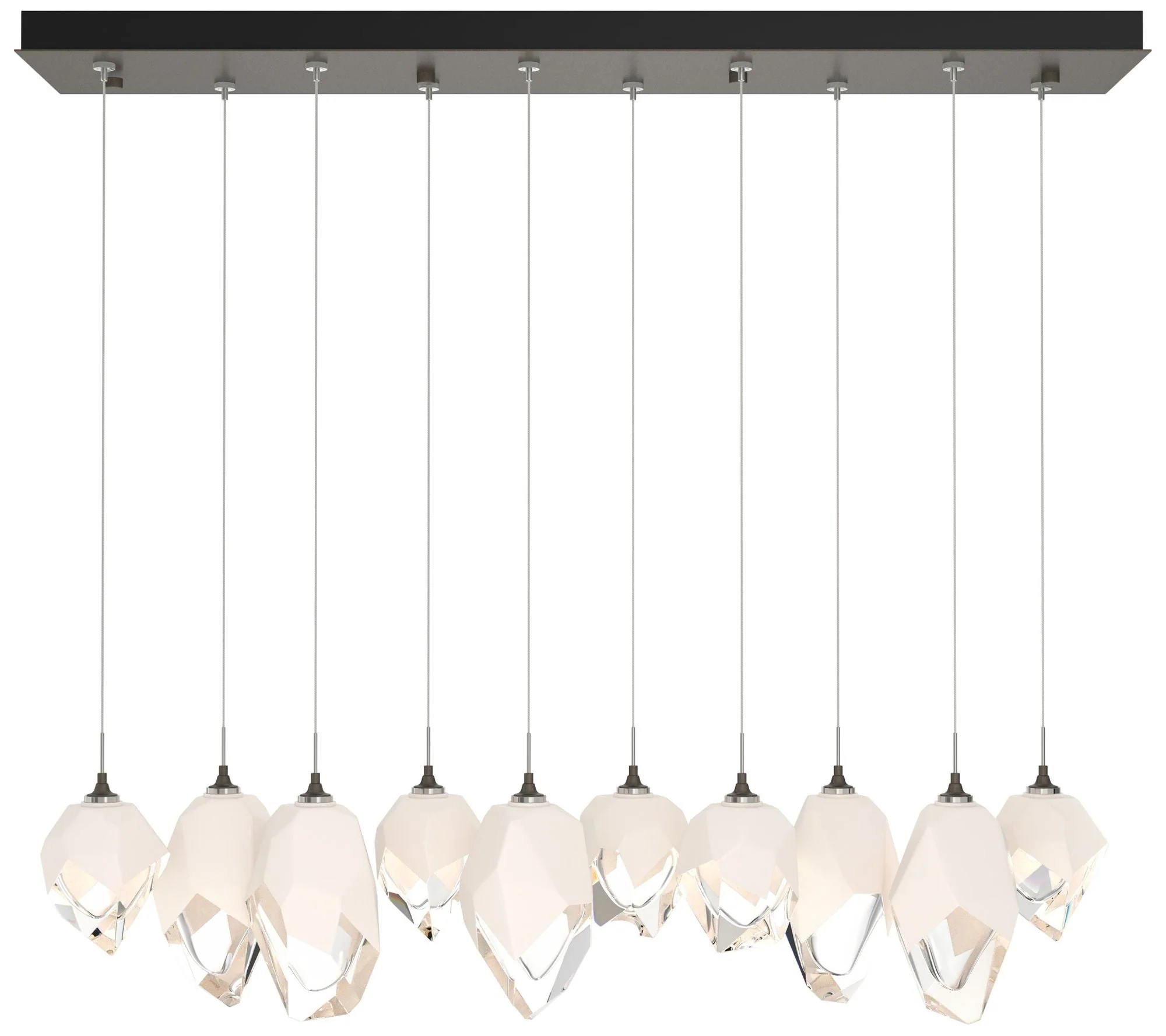 Chrysalis 10.1"W 10-Light Mixed White Crystal Dark Smoke Long Pendant - Image 1