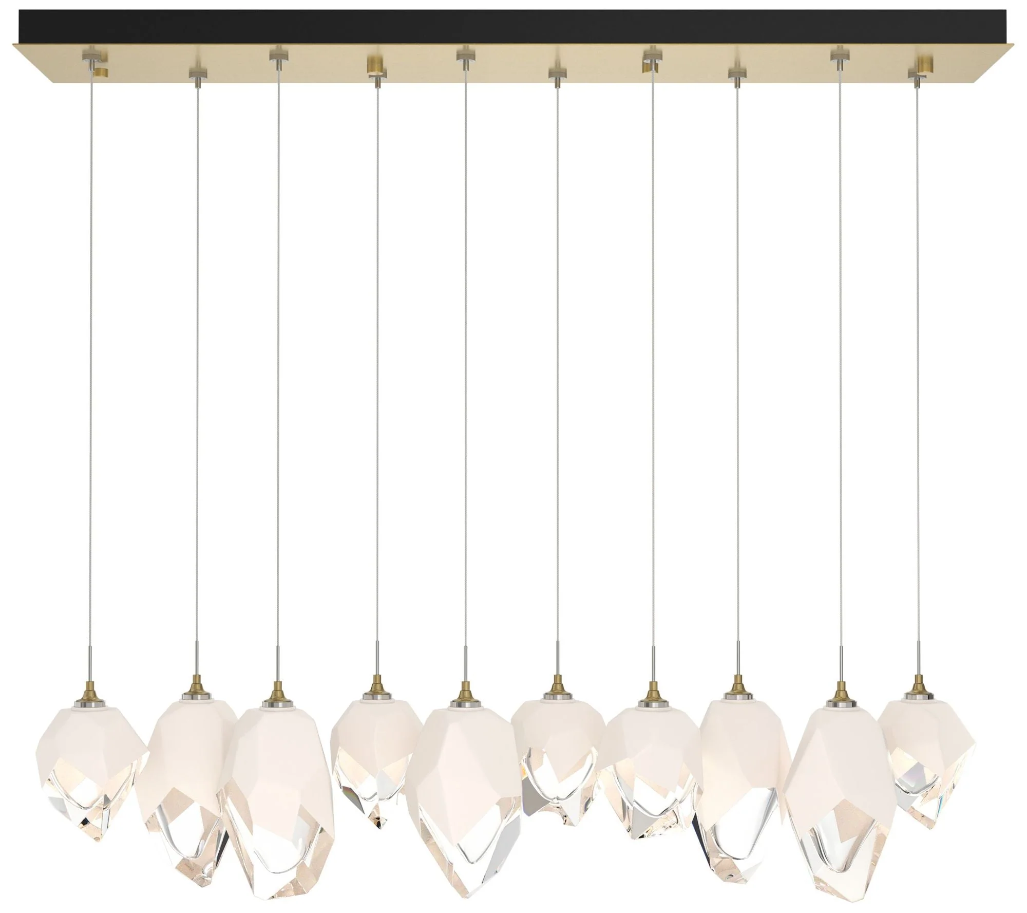 Chrysalis 10.1"W 10-Light Mixed White Crystal Modern Brass Long Pendan - Image 1
