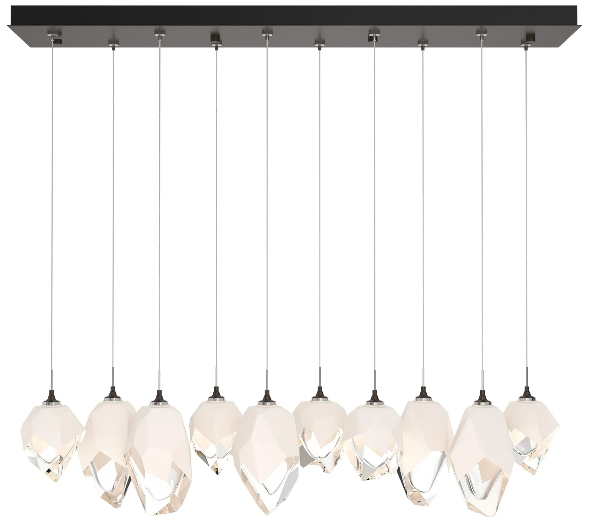Chrysalis 10.1"W 10-Light Mixed White Crystal Rubbed Bronze Long Penda - Image 1