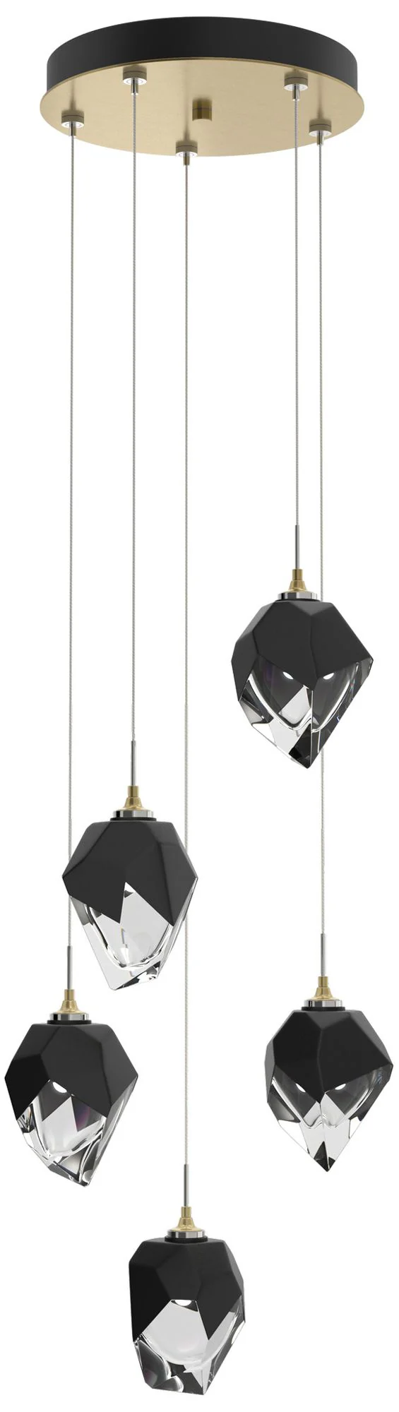 Chrysalis 15.4"W 5-Light Small Black Crystal Modern Brass Long Pendant - Image 1
