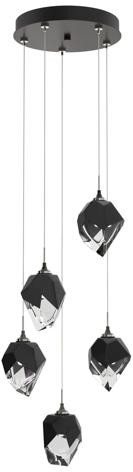 Chrysalis 15.4"W 5-Light Small Black Crystal Rubbed Bronze Long Pendan - Image 1