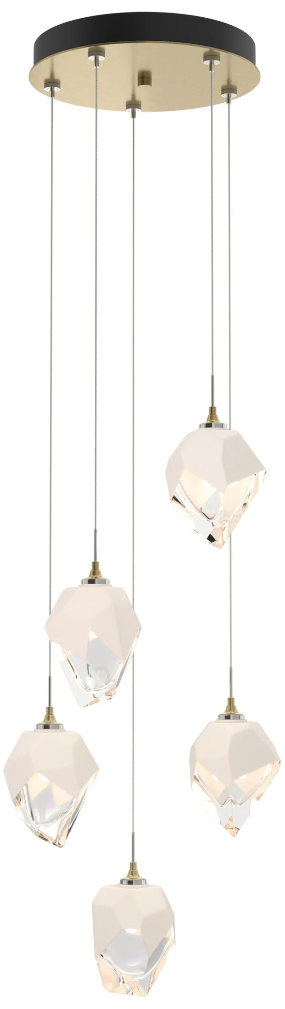 Chrysalis 15.4"W 5-Light Small White Crystal Modern Brass Long Pendant - Image 1