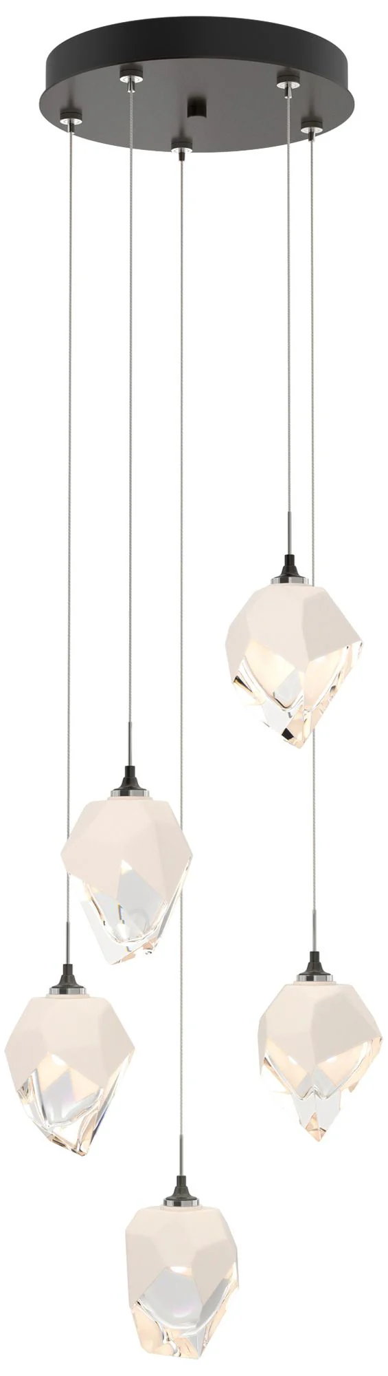 Chrysalis 15.4"W 5-Light Small White Crystal Rubbed Bronze Long Pendan - Image 1