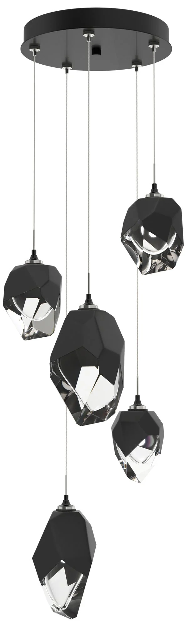Chrysalis 15.7"W 5-Light Black Crystal Ink Mixed Crystal Standard Pend - Image 1