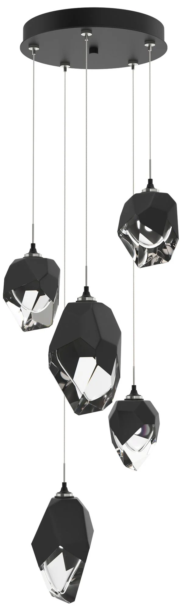 Chrysalis 15.7"W 5-Light Mixed Crystal Black Crystal Black Long Pendan - Image 1