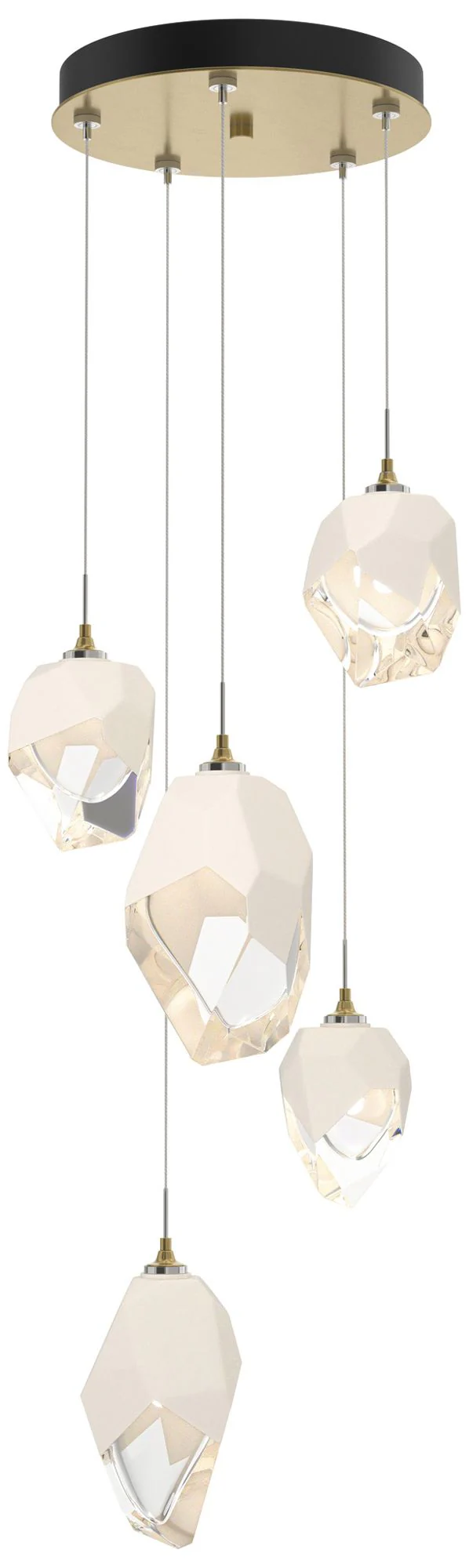 Chrysalis 15.7"W 5-Light Mixed White Crystal Modern Brass Long Pendant - Image 1