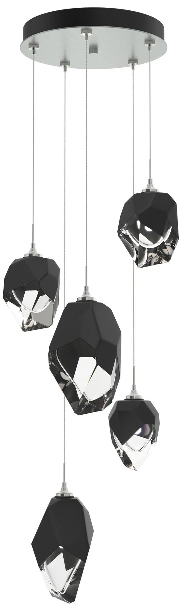 Chrysalis 15.7"W 5-Light Platinum Mixed Black Crystal Standard Pendant - Image 1