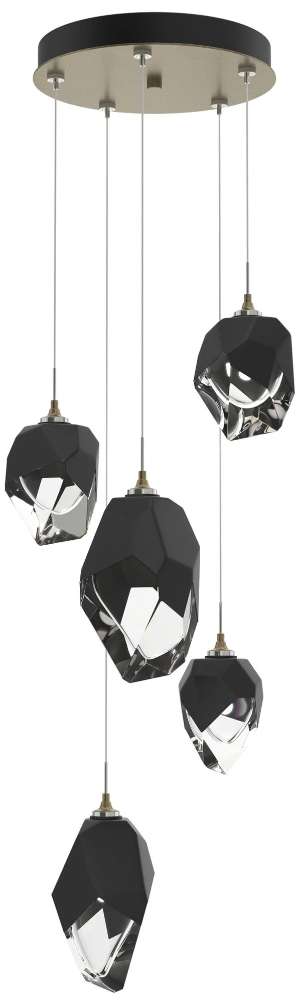 Chrysalis 15.7"W 5-Light Soft Gold Mixed Black Crystal Standard Pendan - Image 1