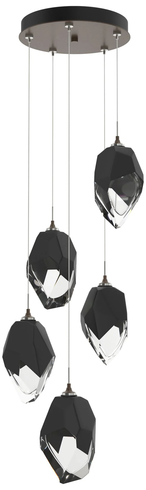 Chrysalis 16.1"W 5-Light Bronze Large Black Crystal Standard Pendant - Image 1