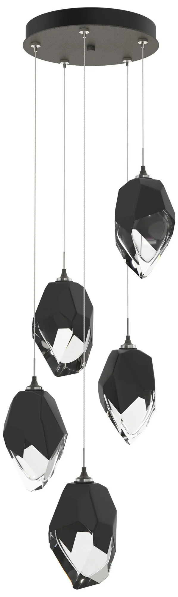 Chrysalis 16.1"W 5-Light Large Black Crystal Natural Iron Long Pendant - Image 1