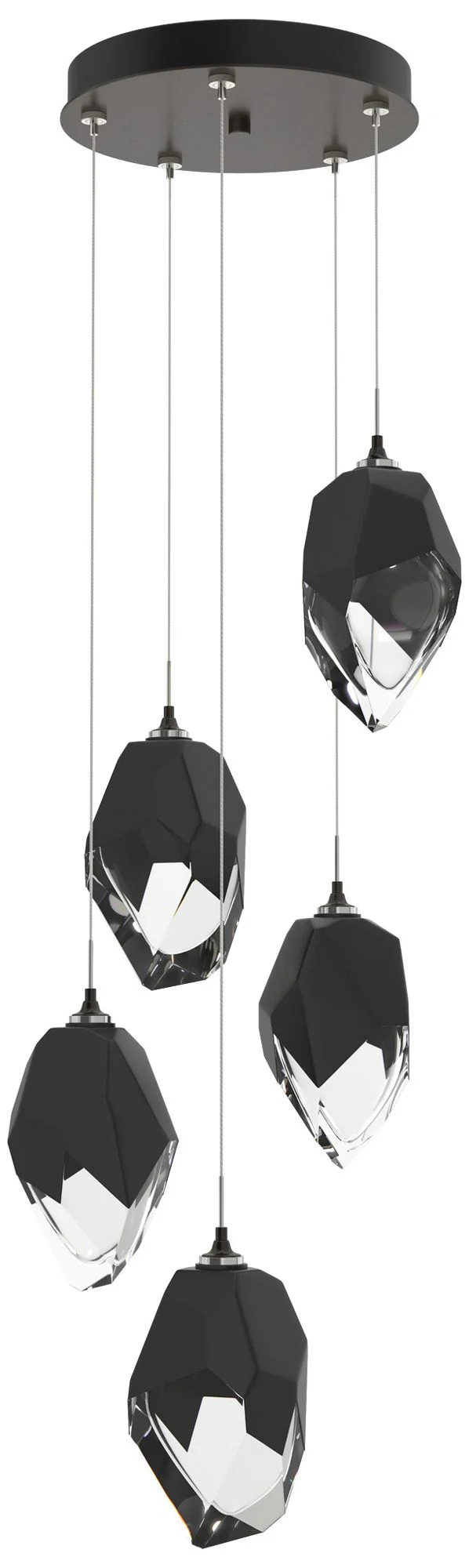 Chrysalis 16.1"W 5-Light Large Black Crystal Rubbed Bronze Long Pendan - Image 1