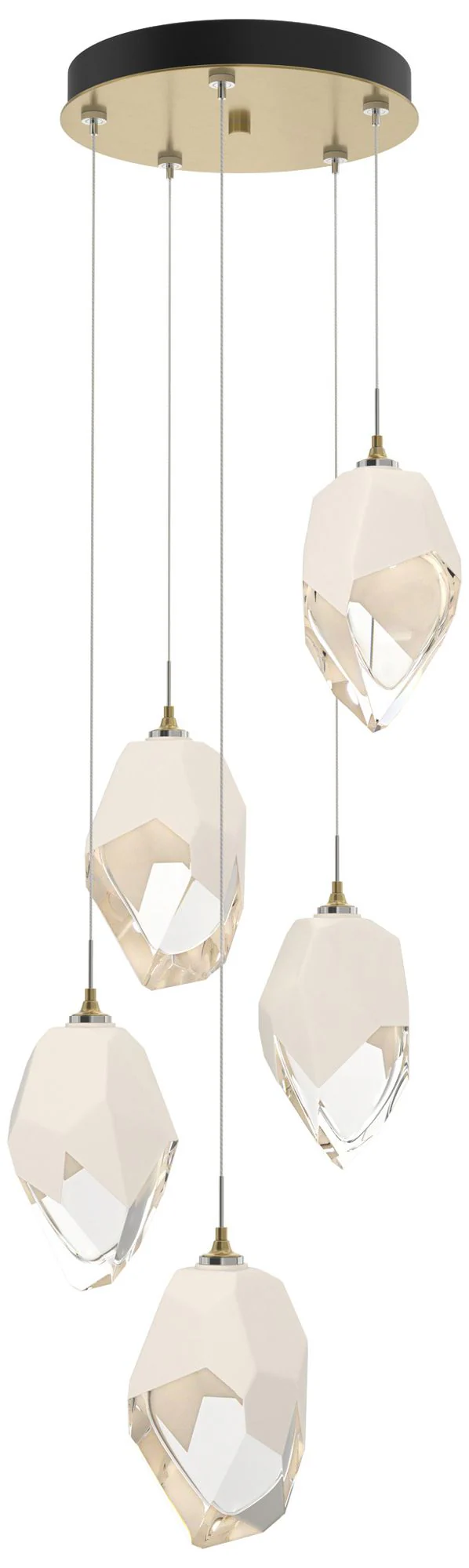 Chrysalis 16.1"W 5-Light Large White Crystal Modern Brass Long Pendant - Image 1